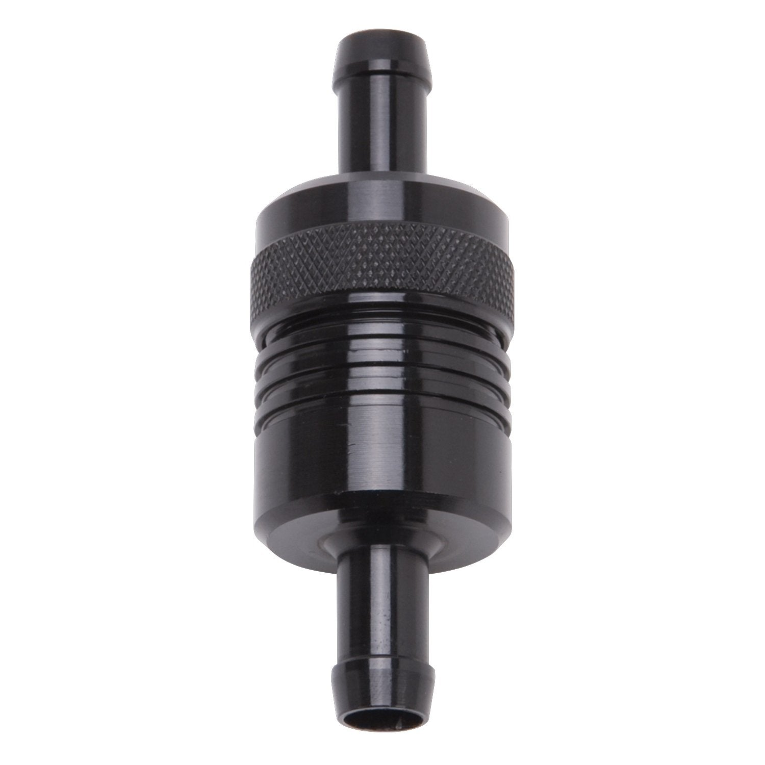 Edelbrock 8157 Street Fuel Filter 1 1/8 In. Dia. 3/8 In. Inlet/Outlet 3 In. Length Black Aluminum Street Fuel Filter