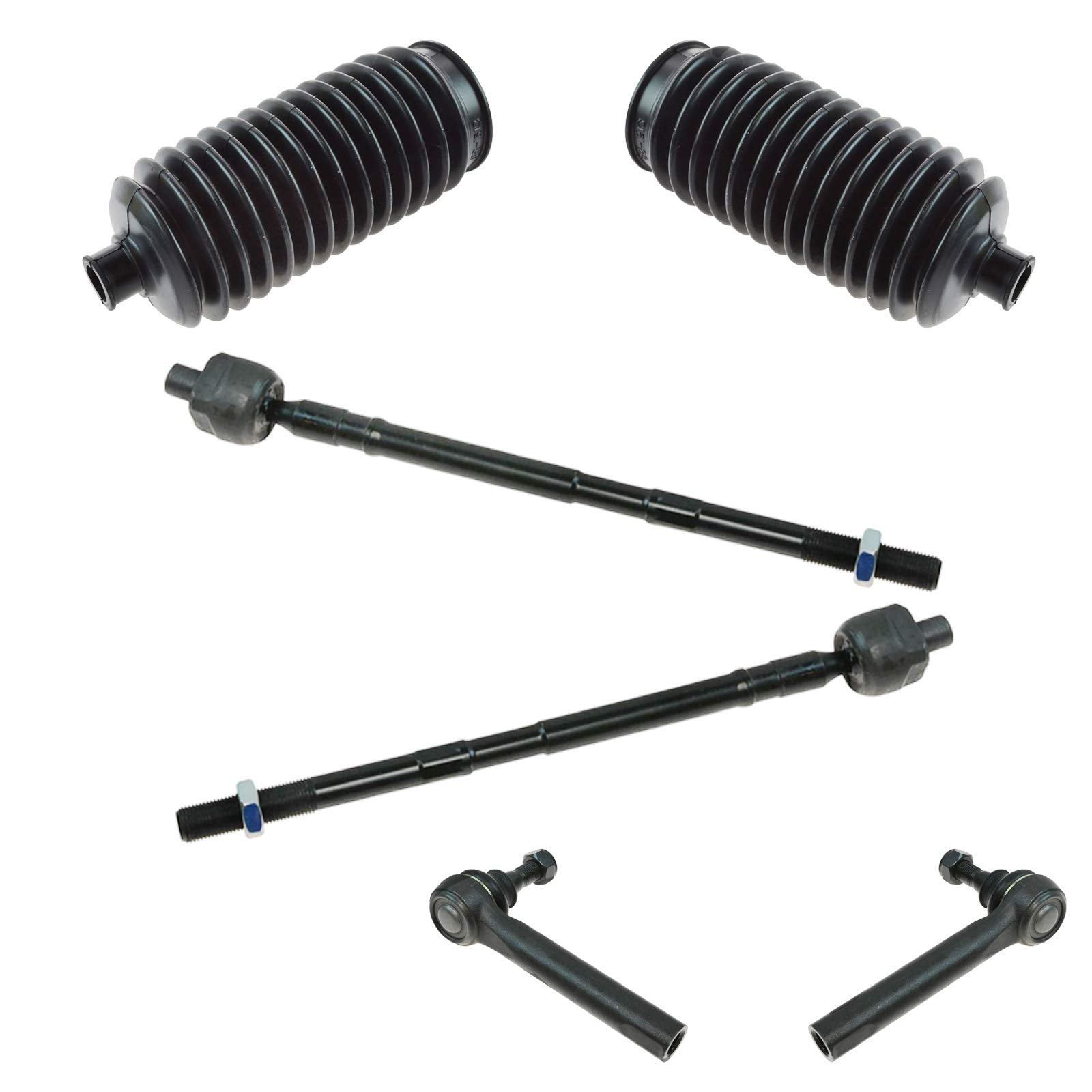 Trq Front Driver & Passenger Side Steering Kit Steering Rack & Pinion Bellow Tie Rod Compatible With 2004-2009 Nissan Quest