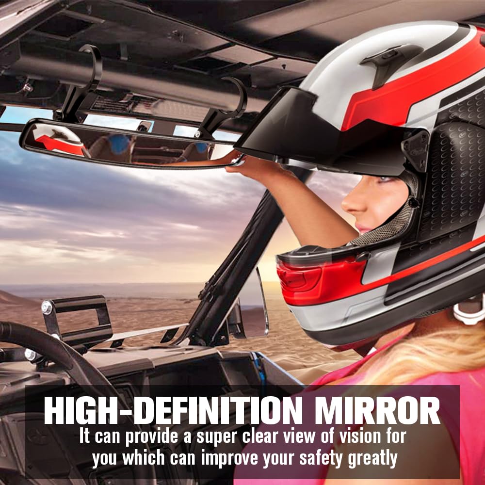 Utv Rearview Mirror, Issyauto 15 Ultra Clear Sxs Utv Mirror With 1.75 Clamps And Convex Design Compatible With Polaris Rzr 800 900 1000 Turbo Pro Xp, Pioneer 1000, Arctic Cat Wildcat(2023+)