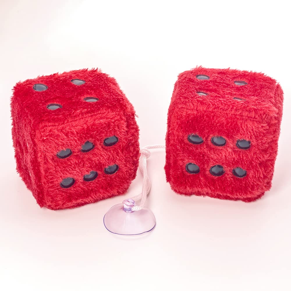 Fuzzy Plush Dice For Car Mirror, Pair Of Retro 3    Light Blue Dice With Black Dots For Car Interior Hanging Ornament Decoration