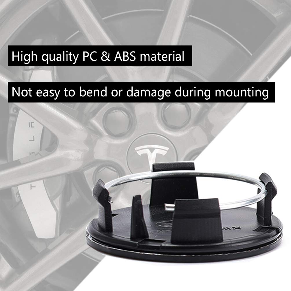 Roccs Compatible With Model 3 S X Set Aero Wheel Cap Kit, Center Logo Emblem Modification Hub Cover With Cap Lug Nut Cover, Silv