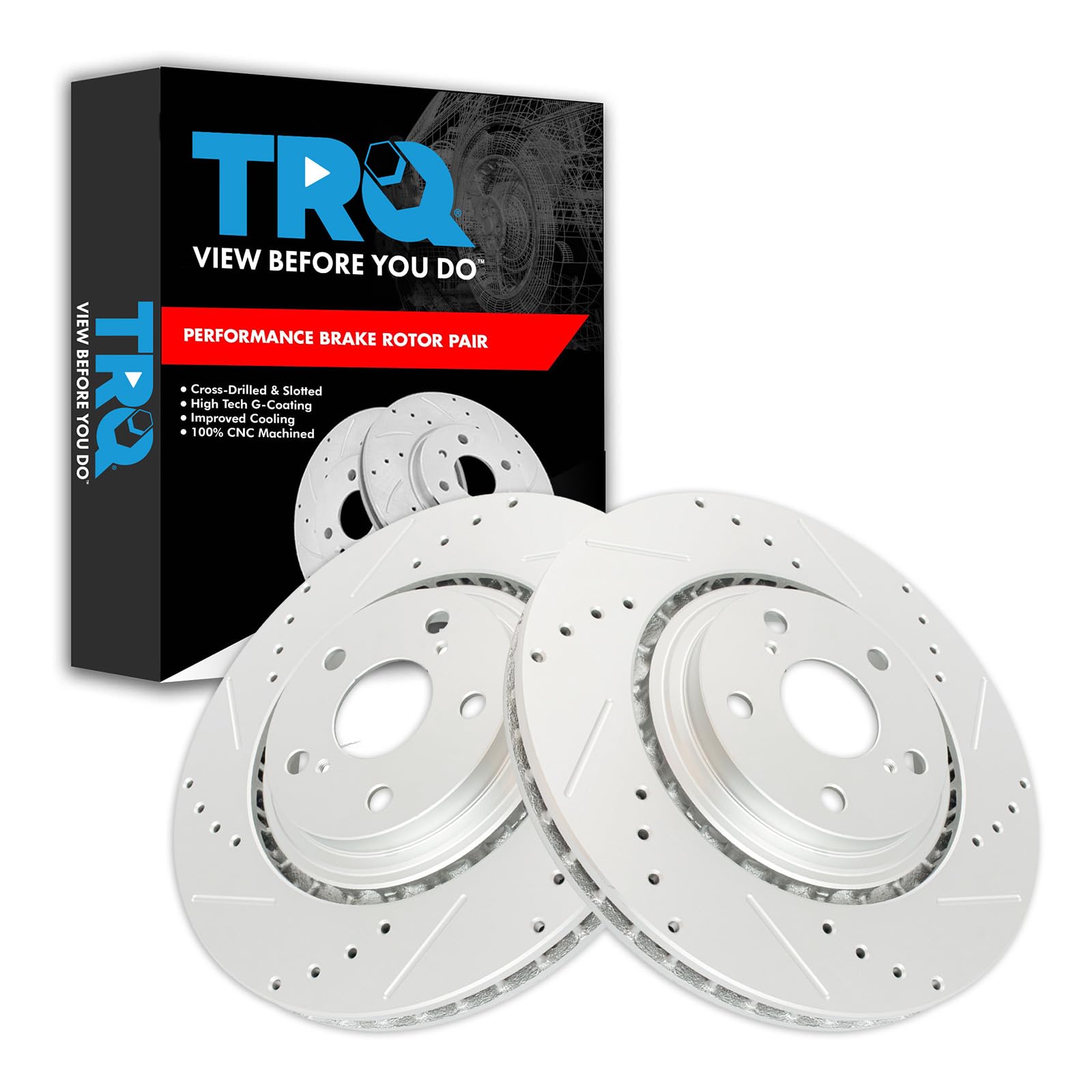 Trq Front Performance Brake Rotors Set Premium G-Coated Compatible With 2015-2017 Lexus Nx200T 2018-2021 Nx300 2015-2021 Nx300H
