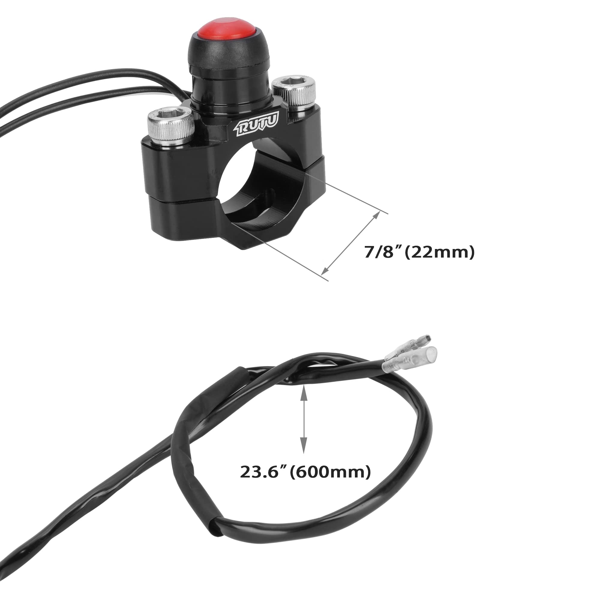 Cnc Universal Motorcycle Engine Stop Start Kill Switch Button With Mounting Backplate For Motorcycle, Atv, Dirt Pit Bike, Scooter, Quad Etc With 22Mm Handlebar - Black