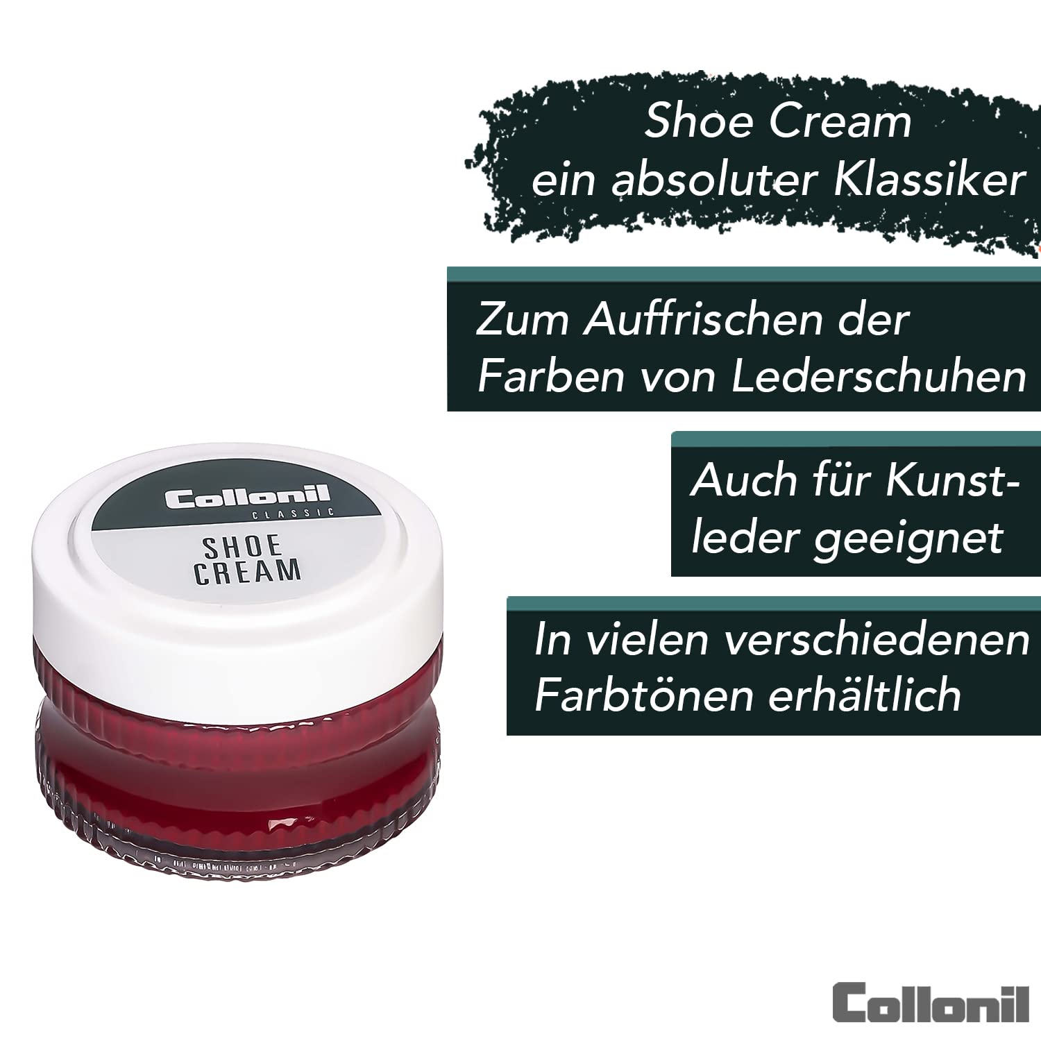 Collonil Red Cream Polish for Smooth Leather Shoes, Boots & Handbags, 1.57 oz, Model 72120001418_Rouge