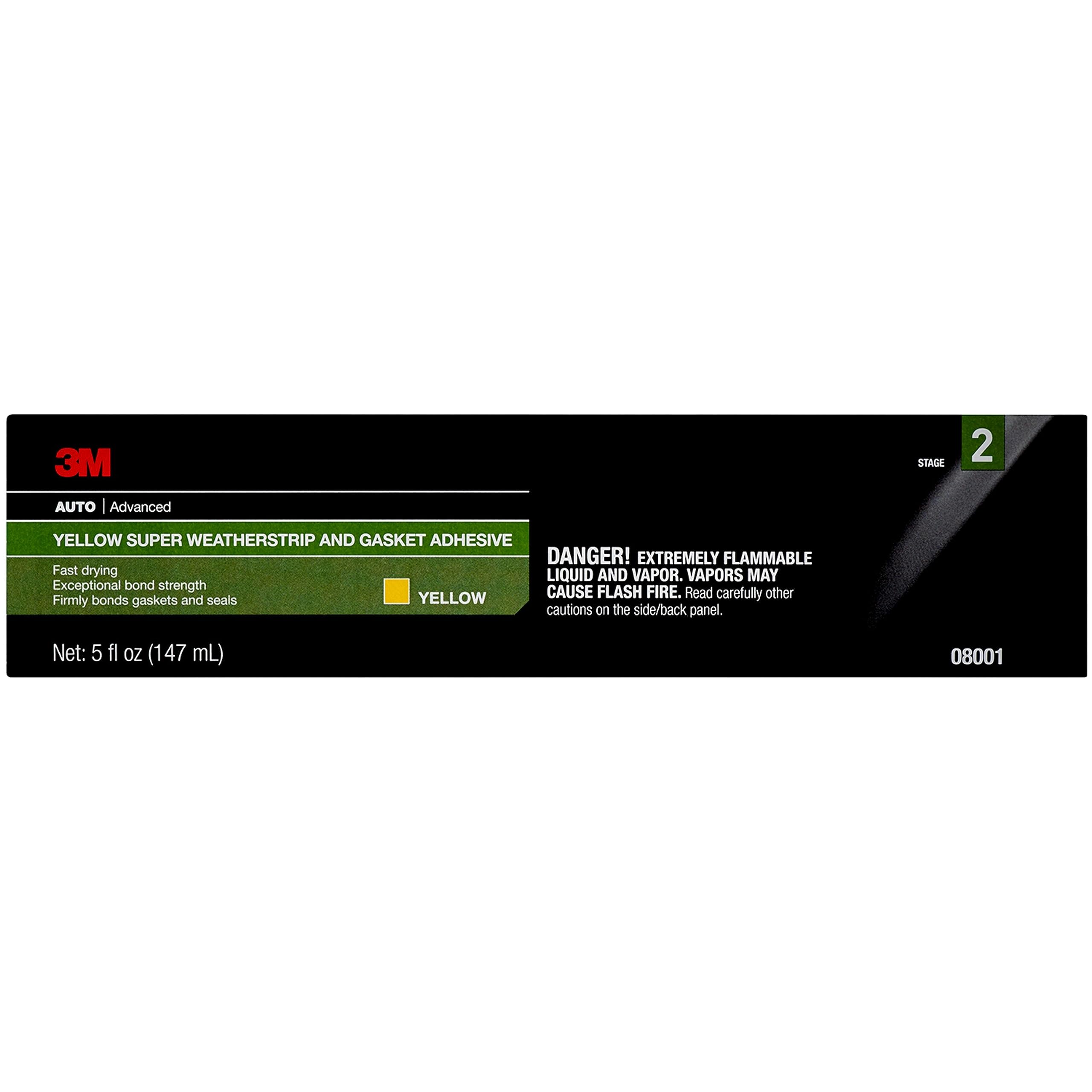 3M Super Weatherstrip Adhesive, 5 fl oz Tube, Yellow, Model 08001, Plastic