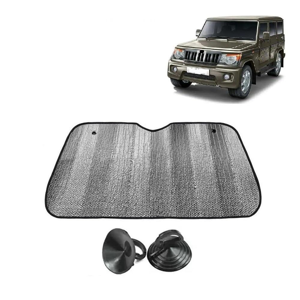 Car Windshield Sun Shade UV Rays Protector Silver Sunshade Solar Reflective suitable for Mahindra Bolero