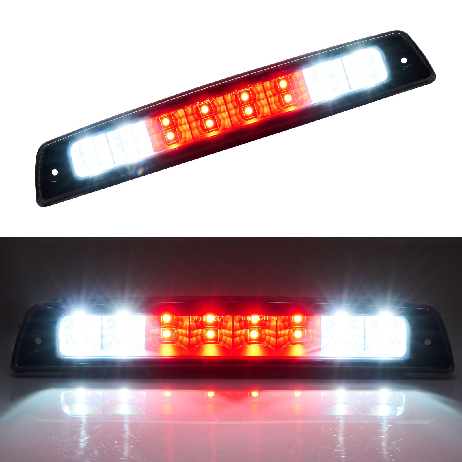 Cxdar Third 3Rd Brake Light Led For 1994-2001 Dodge Ram 1500, High Mount Rear Brake Lights Assembly For 94-02 Ram 2500 3500, Wat