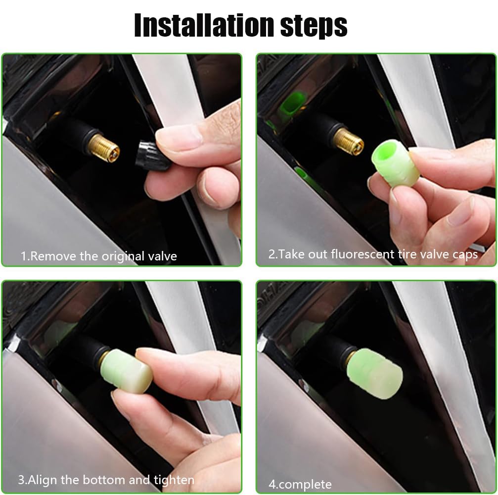 Tire air caps, Glowing tire Valve caps, Universal tire caps for Cars Trucks Motorcycles SUVs and Bikes Glow in The Dark Valve st