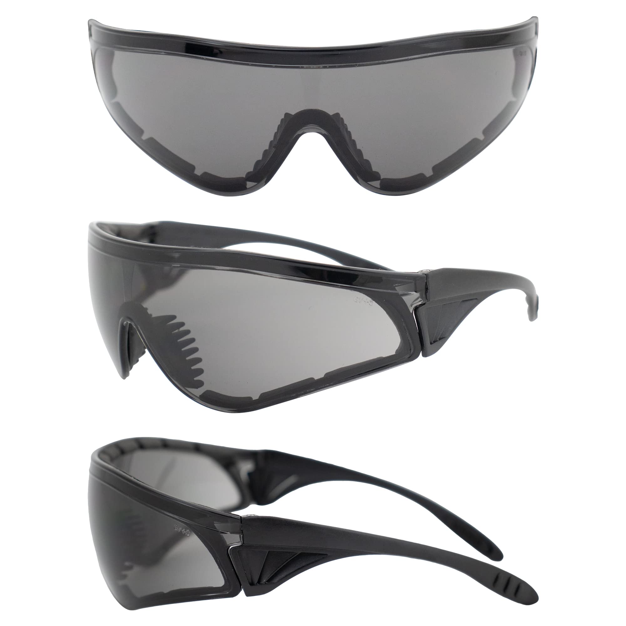 Set Of 3 Pairs: Padded Motorcycle Riding Glasses - Day Night Dawn Dusk Smoked Clear Yellow Shatterproof Polycarbonate Lenses Uv4