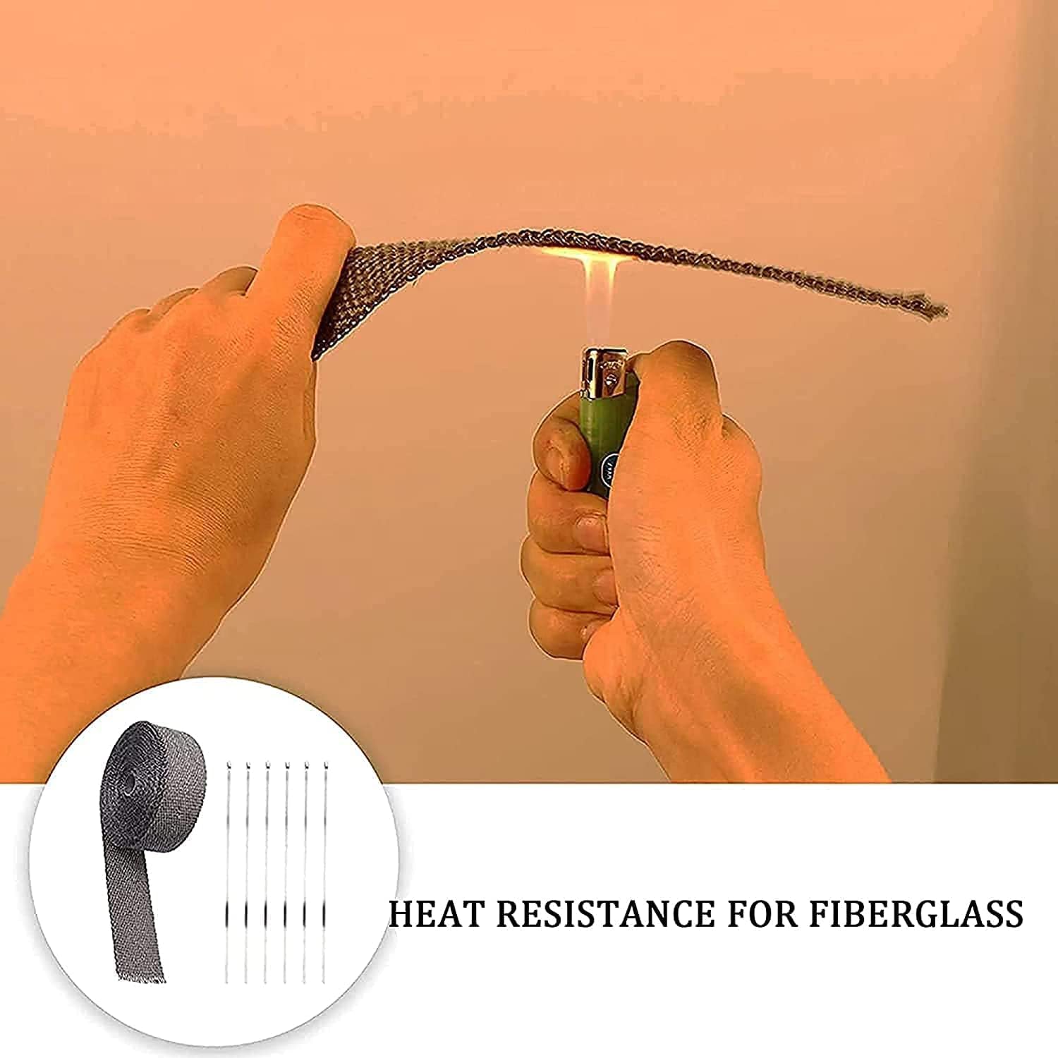 Black Exhaust Heat Wrap, Foneso 2 Roll 2 ' ' x 50 ' Exhaust Header Wrap Tape Fiberglass Heat Shield Tape with 24pcs Stainless St