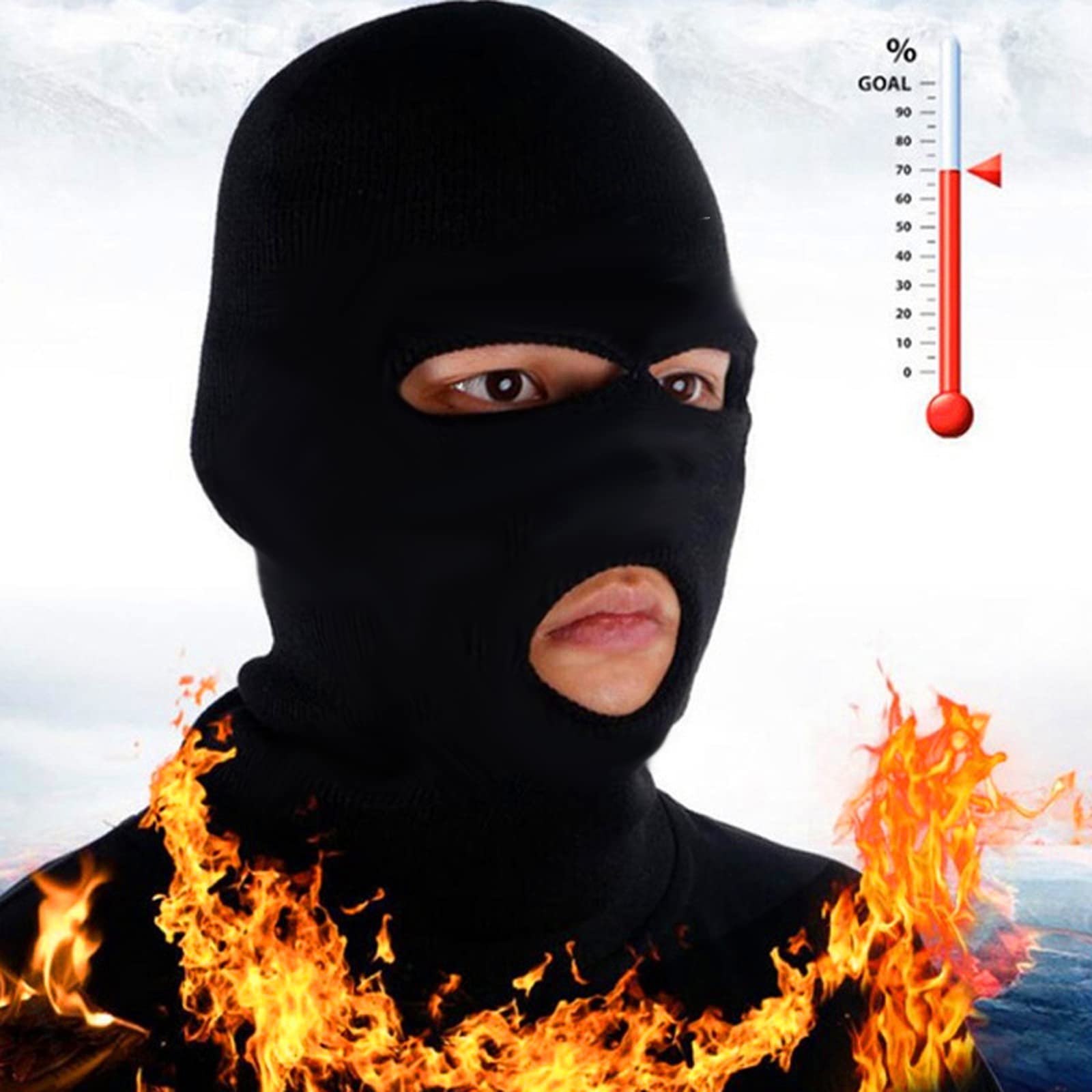 3 Holes Balaclava Ski Mask, Thin Three Holes Full Face Mask for Motorcycle Bike Hunting Cycling Cap Ski (US, Alpha, One Size, 2