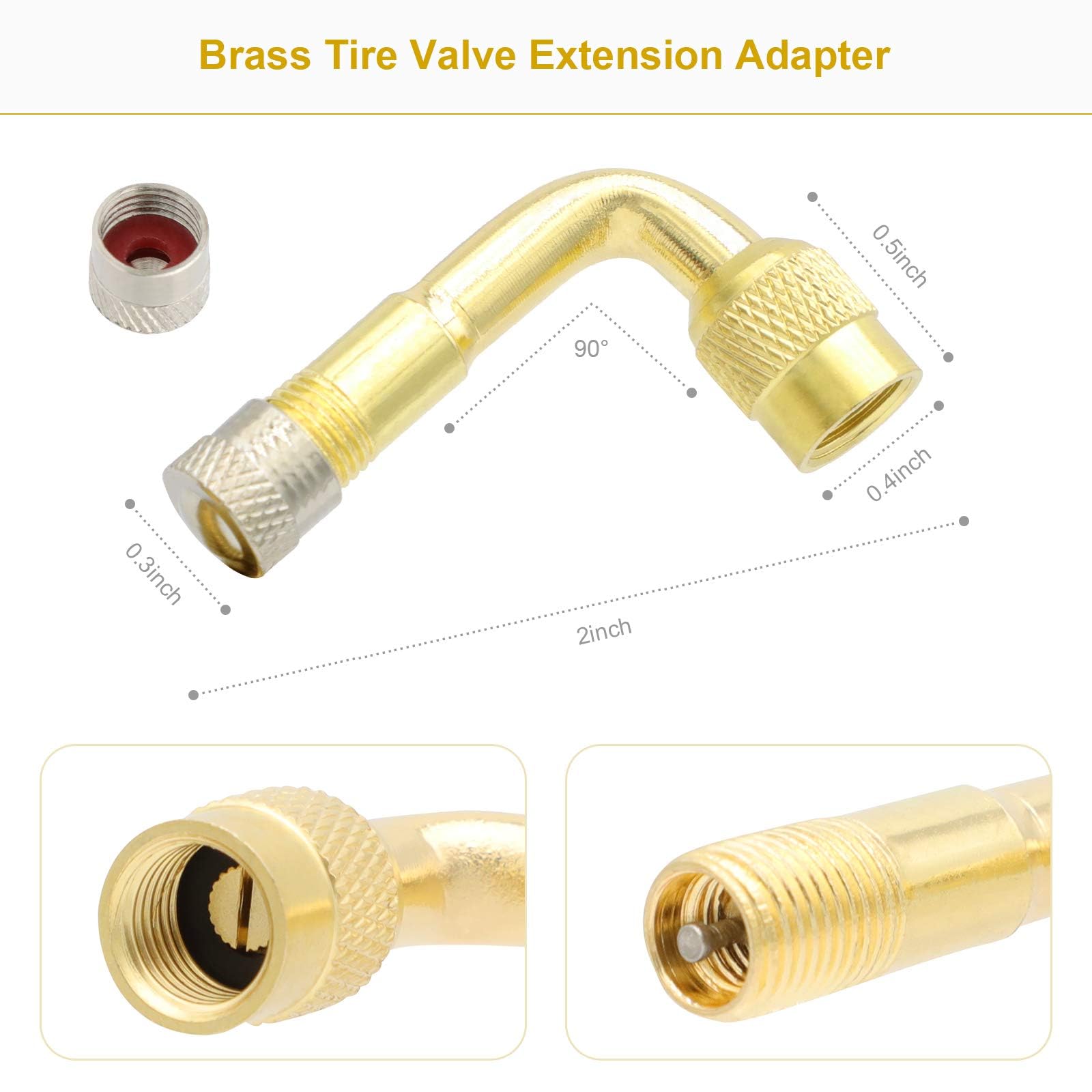 Tire Valve Extension, 8.25 Inch Flexible Valve Stem Extenders with Brass Schrader Tire Valve Extension Adaptor Compatible for Ca