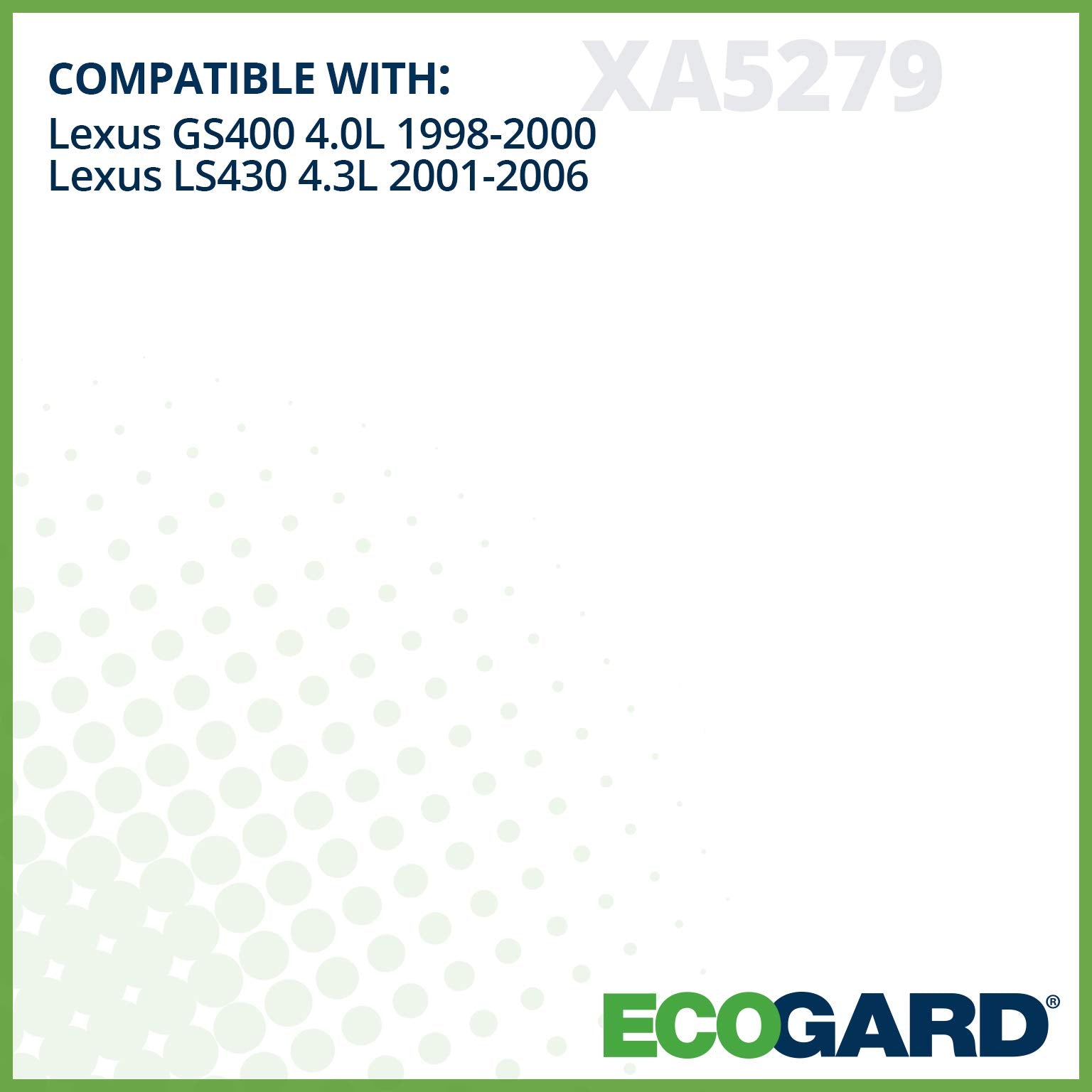 Ecogard Xa5279 Premium Engine Air Filter Fits Lexus Ls430 4.3L 2001-2006, Gs400 4.0L 1998-2000