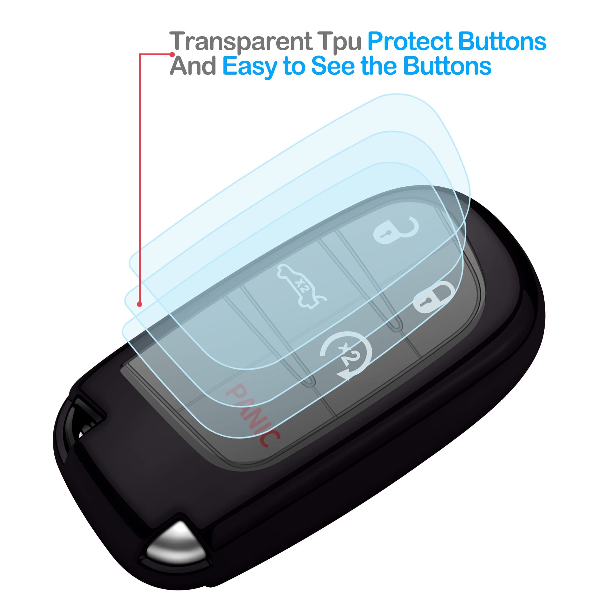 Tukellen For Jeep Dodge Key Fob Cover Premium Soft Full Protection Key Case Shell Compatible With Jeep Grand Cherokee Wrangler Compass Cherokee Renegade Patriot Grand Comander-Silver