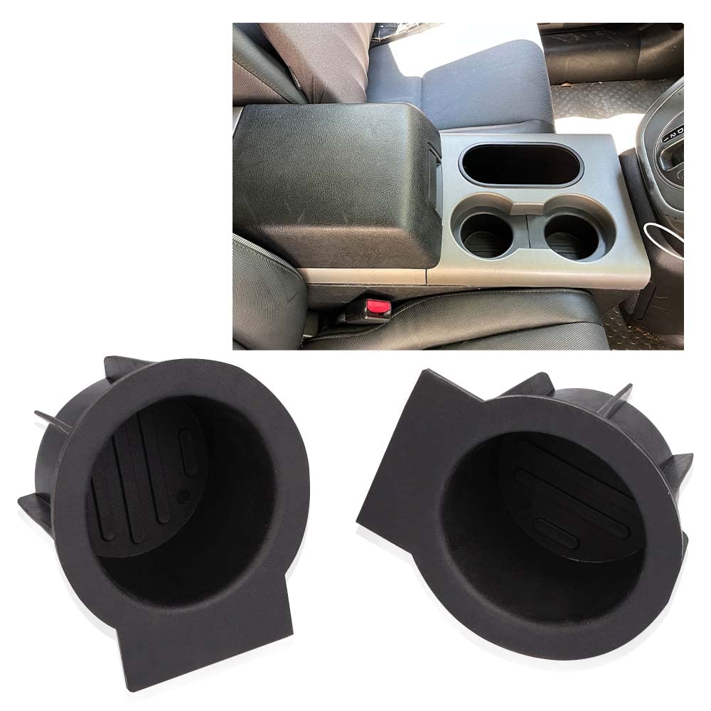 PIT66 Cup Holder Insert for Ford F150 2004-2008 & Expedition 2003-2006, ABS Plastic, Black, Fits Flow/No Flow Console