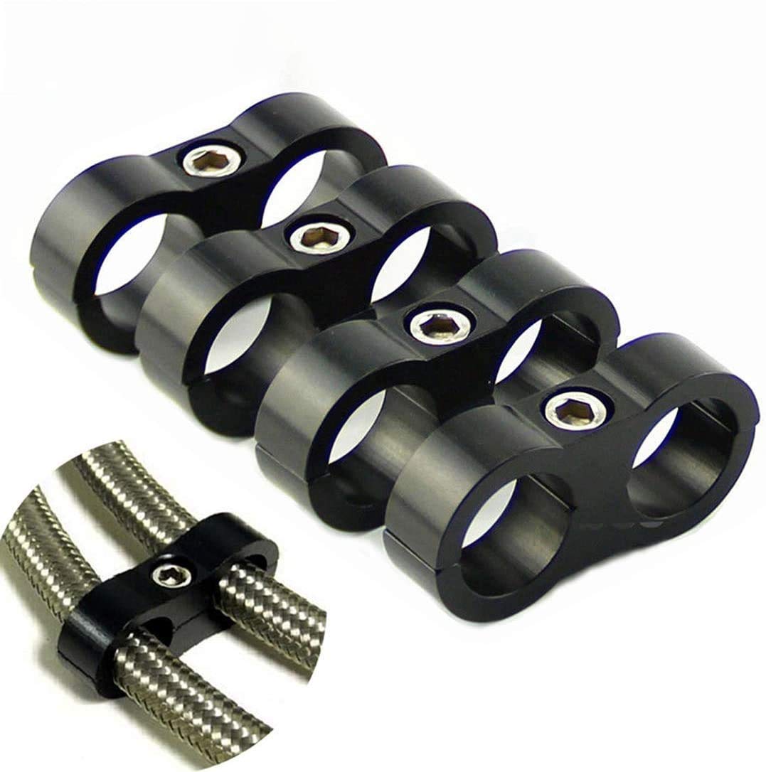 -8An Hose Separator Clamp - Fuel Line Mounting Clamps,Aluminum Hose Fitting Adapter, Great For 1/2 Fuel Hose, Oil Line, Brake Line, Water Pipe And Gas Line,4Pcs/Pack,Black