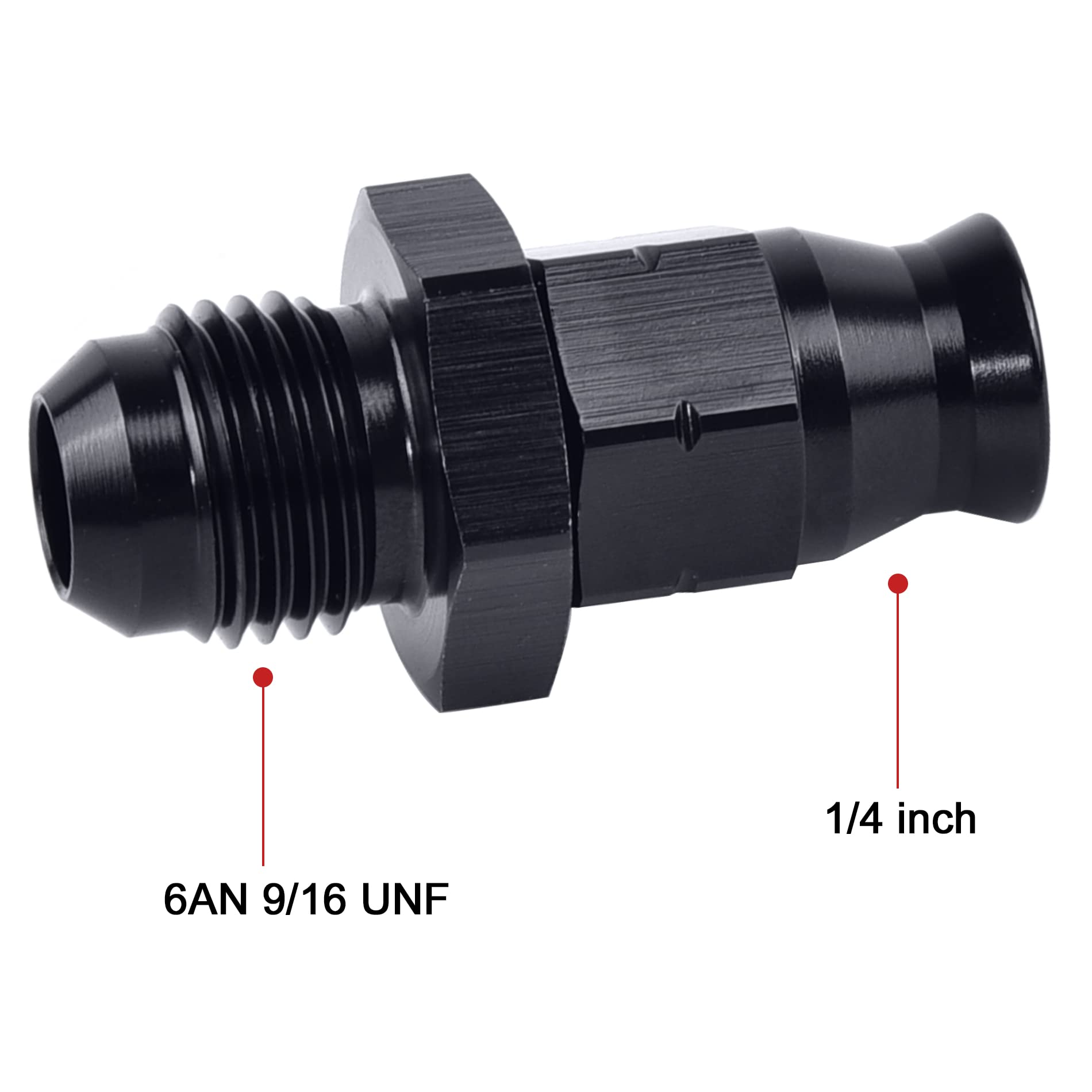 Evil Energy 6An Male To 1/4 Hardline Compression Fitting Adapter Aluminum Black