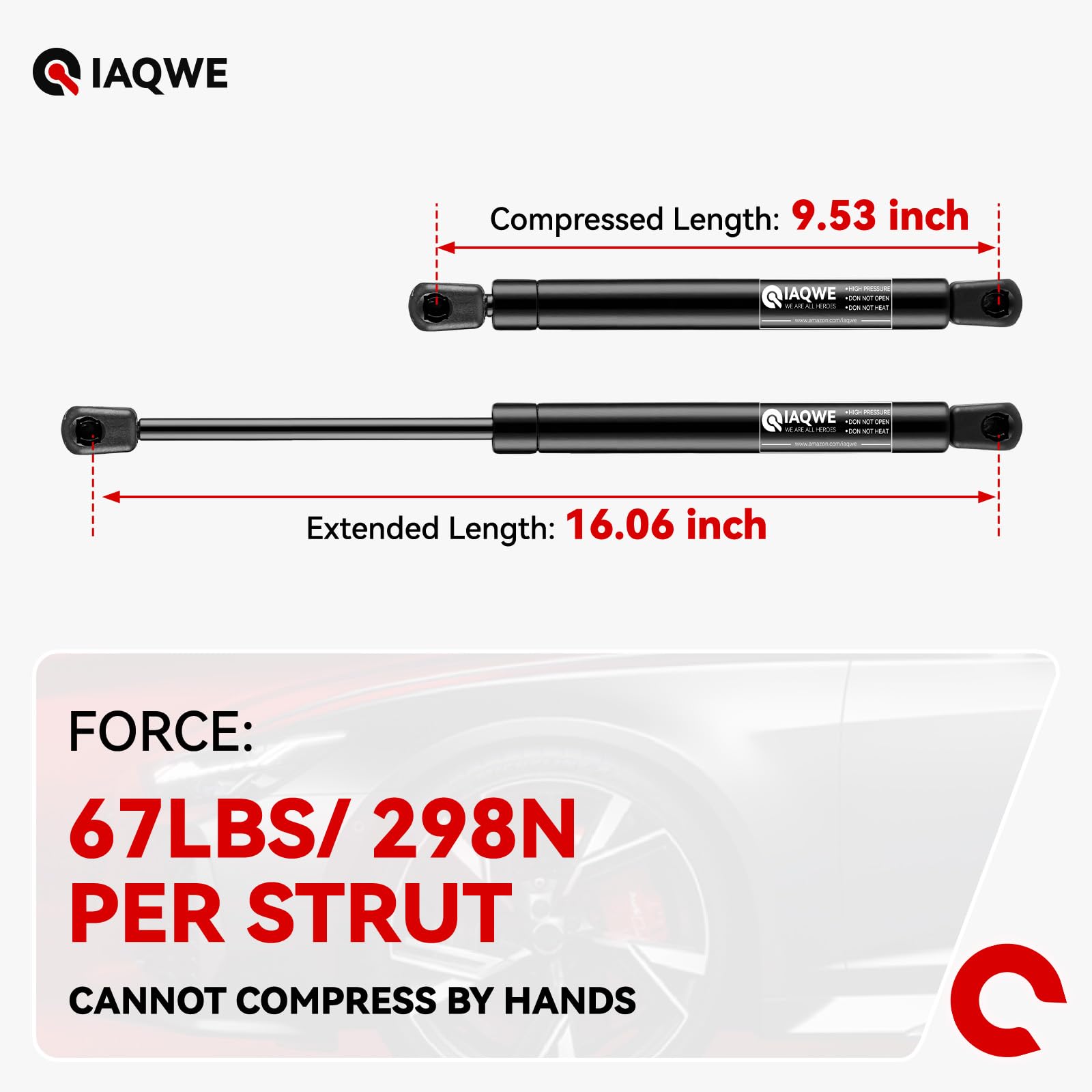 Pm3593N10 16Inch 67Lb/298N Gas Strut Shock Spring Lift Support For Are Leer Snugtop Truck Camper Shell Rear Topper Window Tv Rv