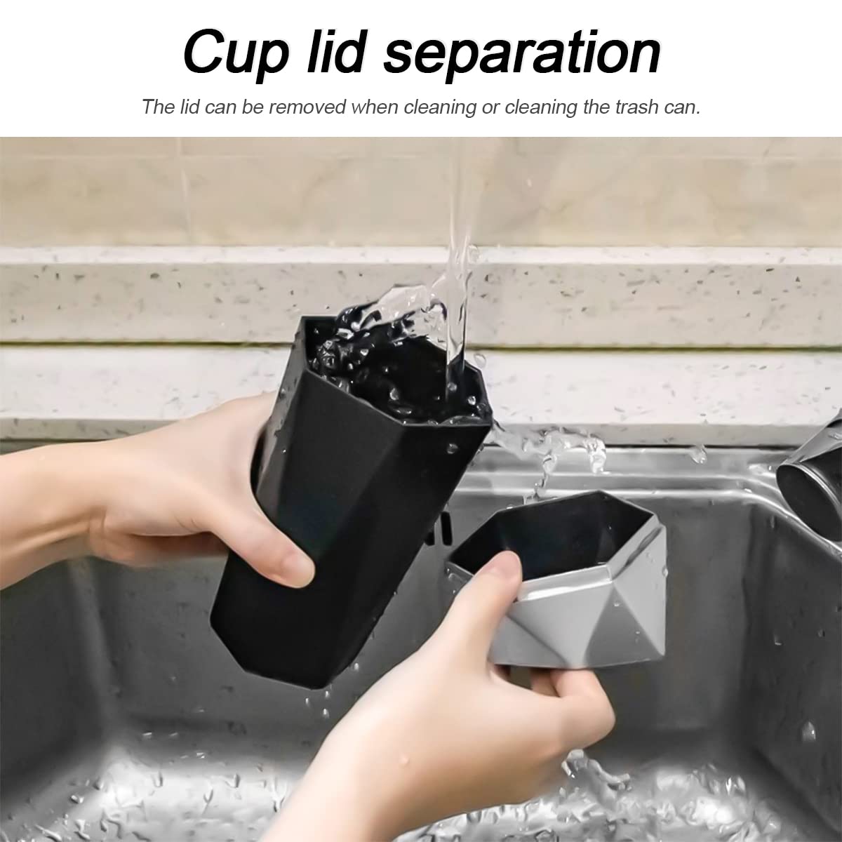 2Pcs Car Trash Can With Lid, Mini Portable Auto Garbage Can, Small Leakproof Diamond Design Trash Dustbin, Waterproof Vehicle Ru