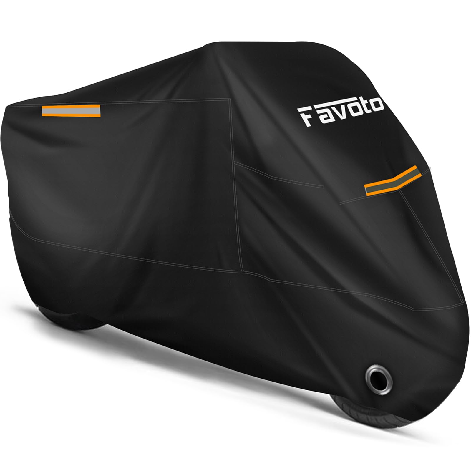 Favoto Motorcycle Cover All Season Universal Weather Quality Waterproof Sun Outdoor Protection Night Reflective with Lock-Holes 