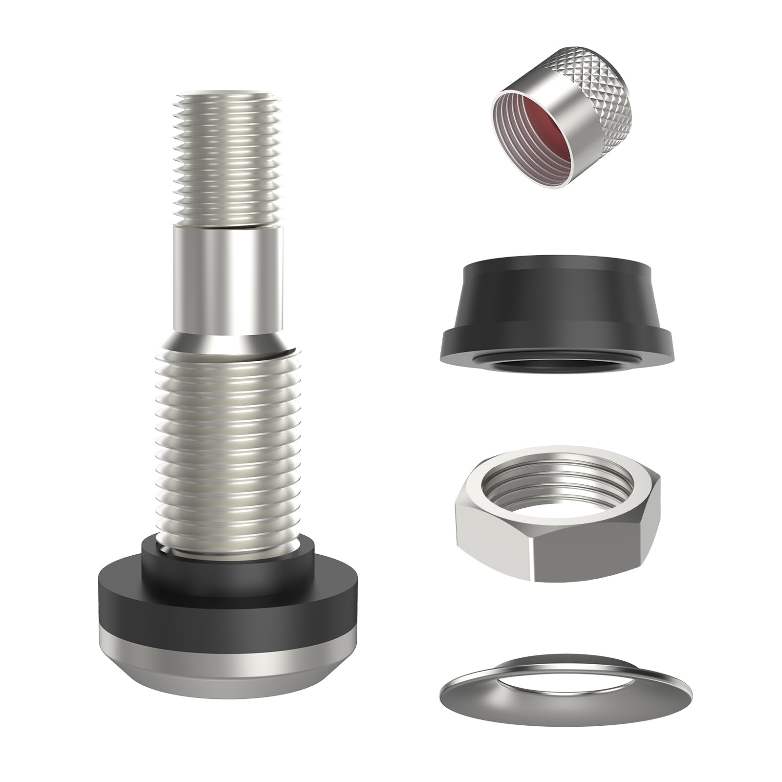 Sunsoul Tr416 25Pcs Metal Valve Stems Outer Mount Fits .453'' & .625'' Rim Holes, Silver, High-Pressure Clamp-In Tire Valves