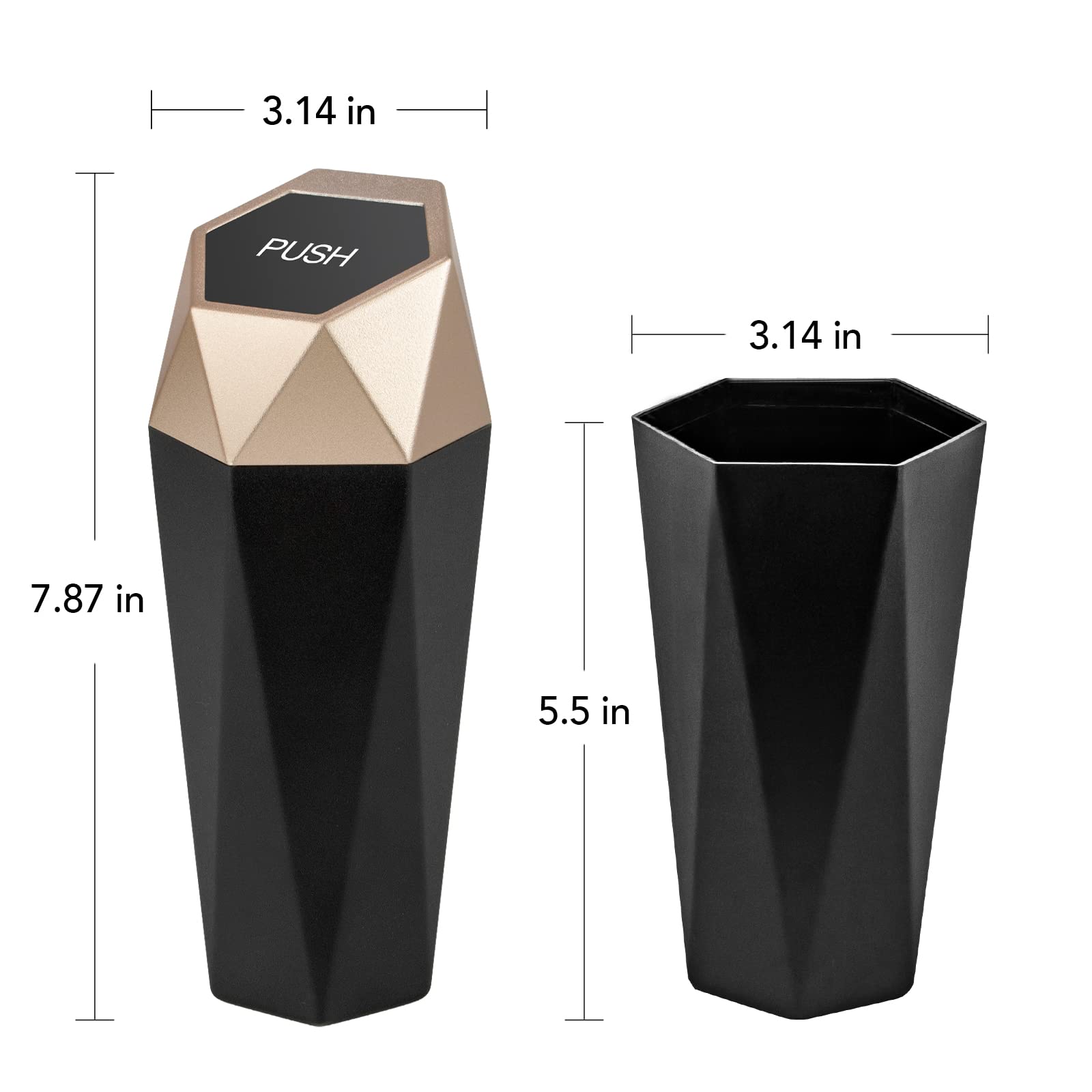 Oudew Car Trash Can With Lid - 1-Pack, Interior Accessories For Vehicles, Leakproof Garbage Can With 30 Detachable Trash Bags, M