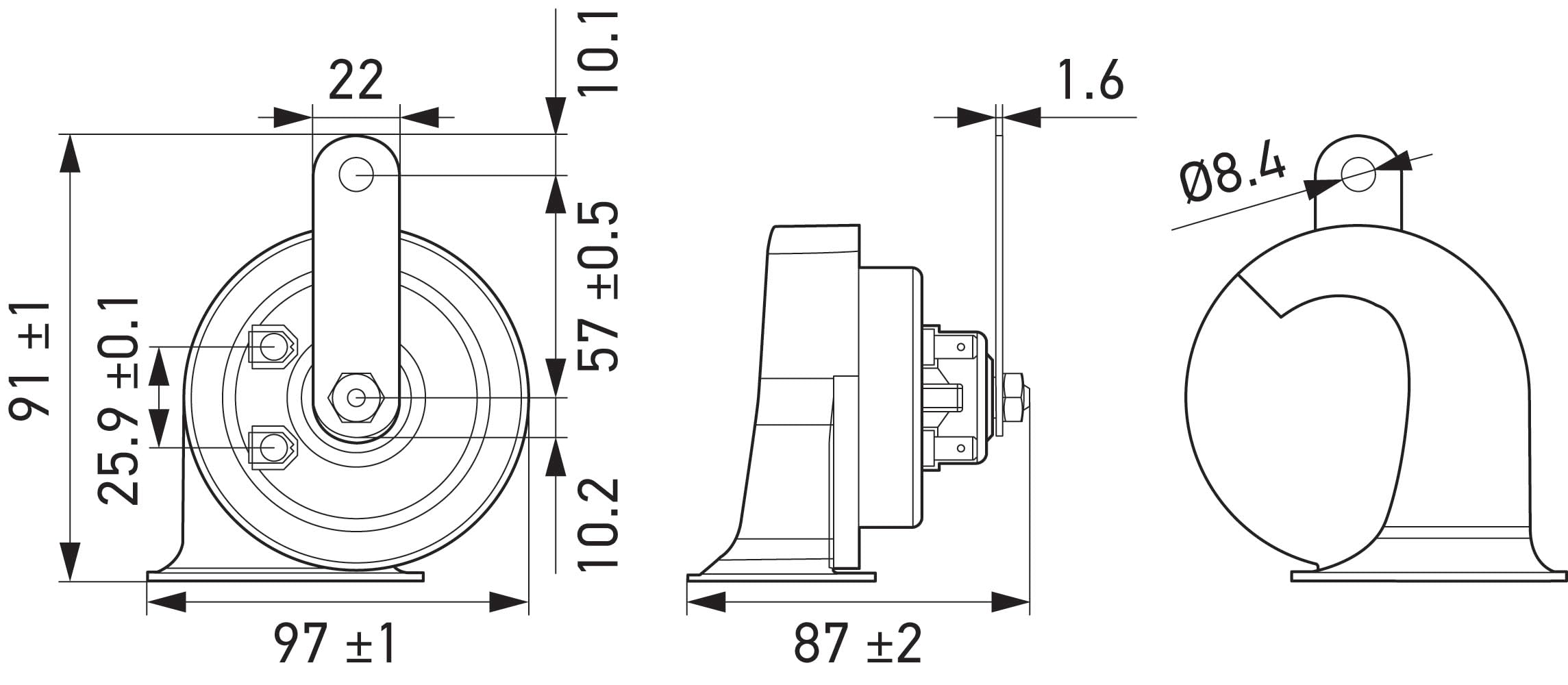 Hella 940800821 Black 24V Bx Trumpet Horn Kit (Universal Fit)