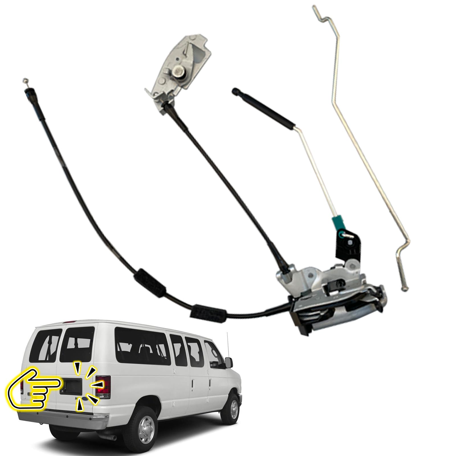 Door Latch Assembly W/Cable&Rod Compatible For Ford E150 E250 E350 Rear Right Cargo Door Connective Repair Lock Latch Replace 6C