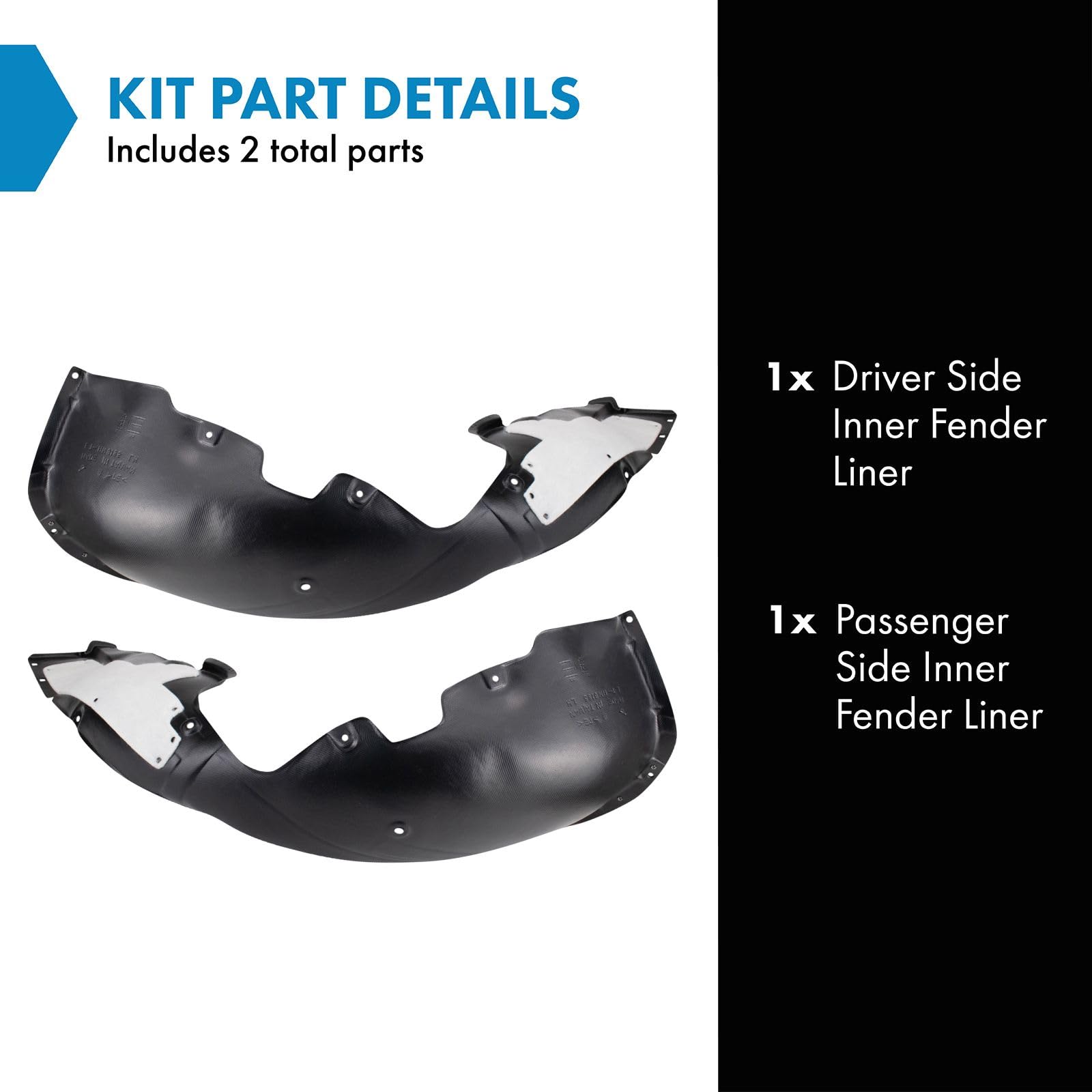 Trq Inner Fender Liner Set Compatible With 2017-2018 Hyundai Elantra Hy1248159 Hy1249159