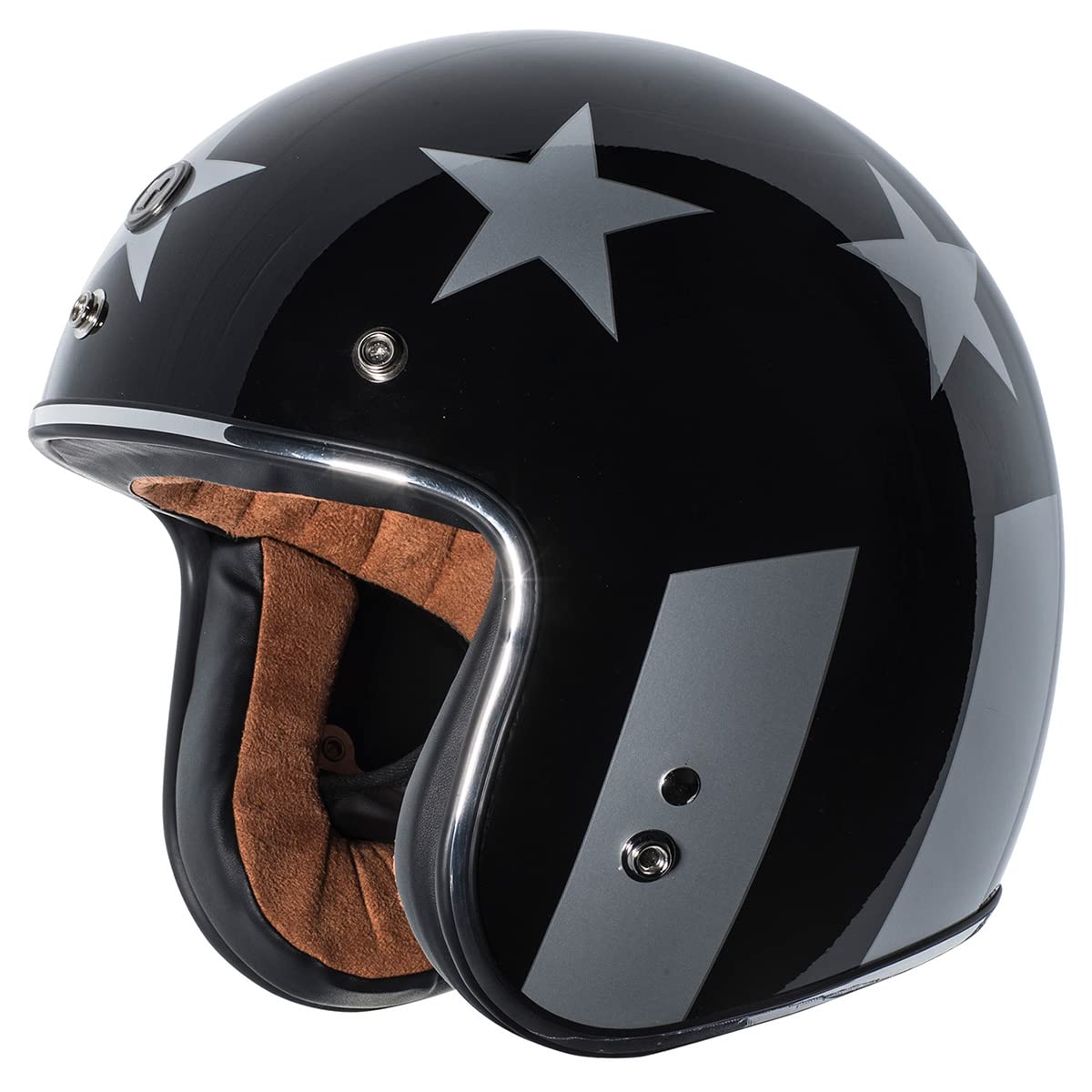Torc Unisex-Adult Open-Face Style T-50 3/4 Retro Motorcycle Helmet With Graphic (Gloss Black Captain, Small)