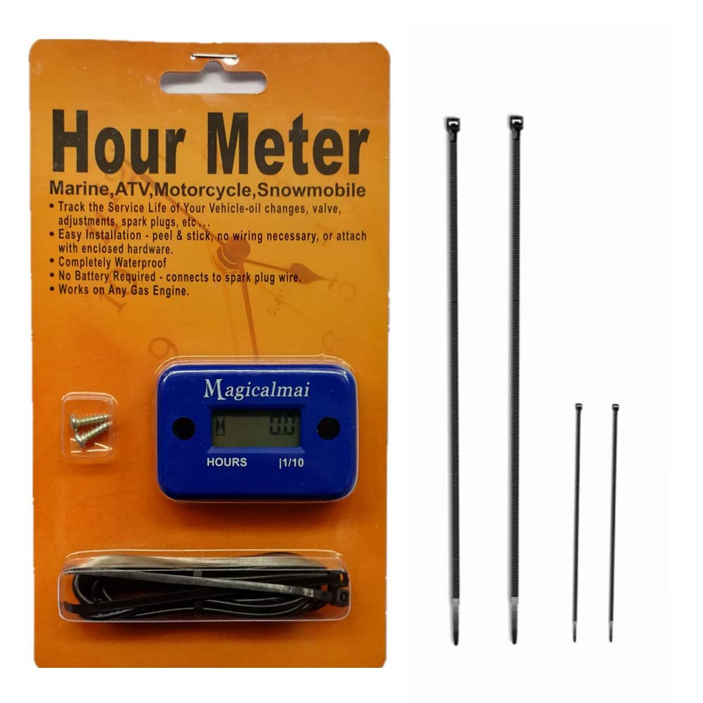 Magicalmai Inductive Hour Meter for Gas Engines - Waterproof, Blue, 1" Size, Ideal for Mowers, ATVs, Boats, and More
