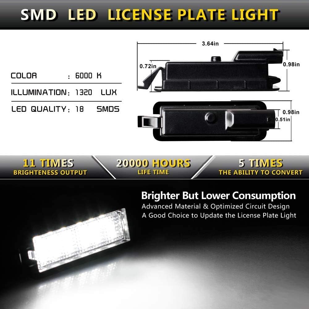 Moforkit Led License Plate Light Lamp Assembly For 2015-2019 Dodge Charger Challenger Chrysler 300 Pacifica Jeep Compass 6000K D