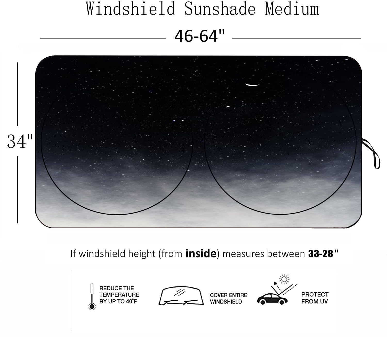 Tdcqqgqq Starry Sky Night Car Windshield Sun Shades - Protect Vehicle From High Temp & Uv Reflection, 63 L X 33.5'' W
