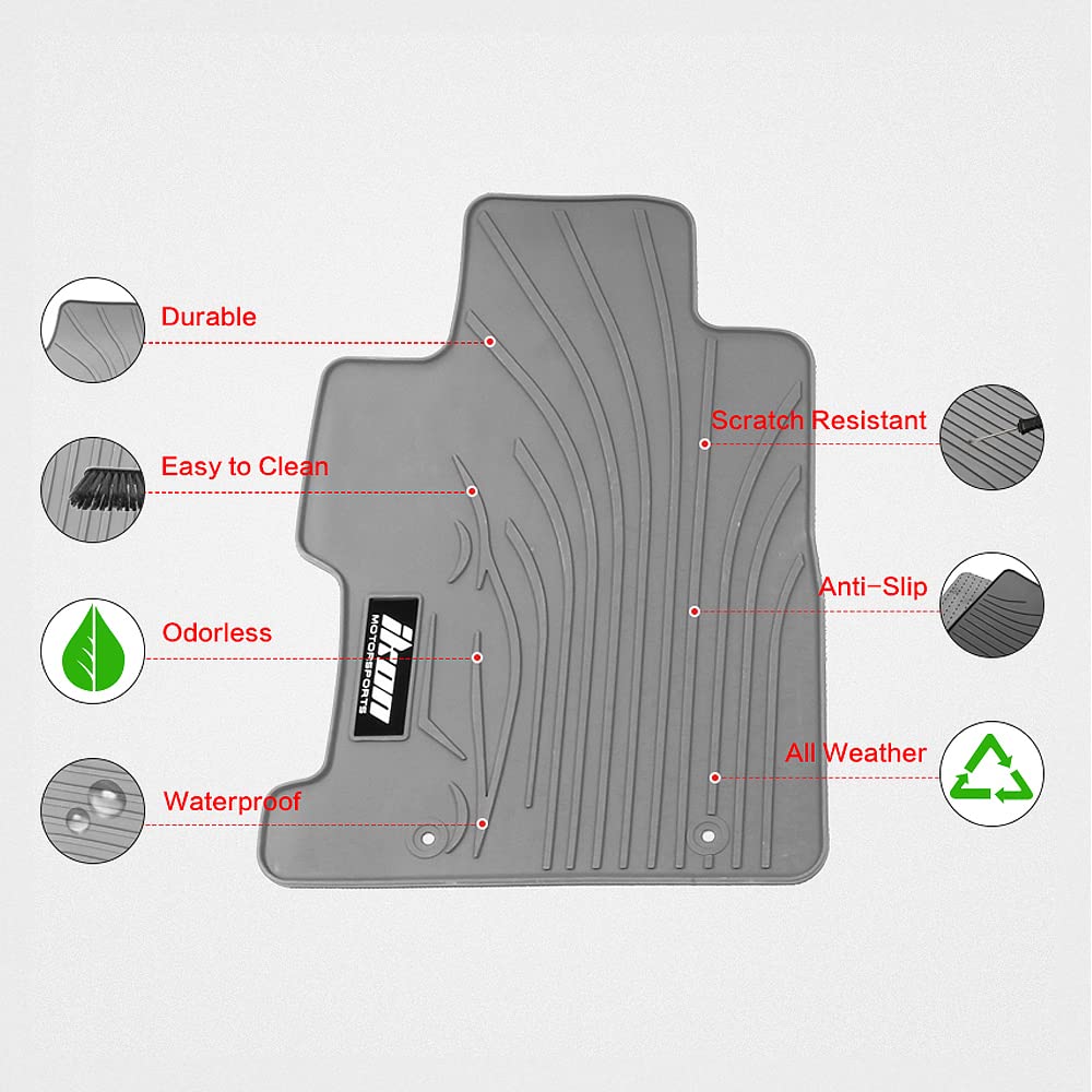 IKON MOTORSPORTS, Floor Mats Compatible with 2006-2011 Honda Civic Coupe & Sedan, Gray/Grey Latex All Weather Easy Clean Interio