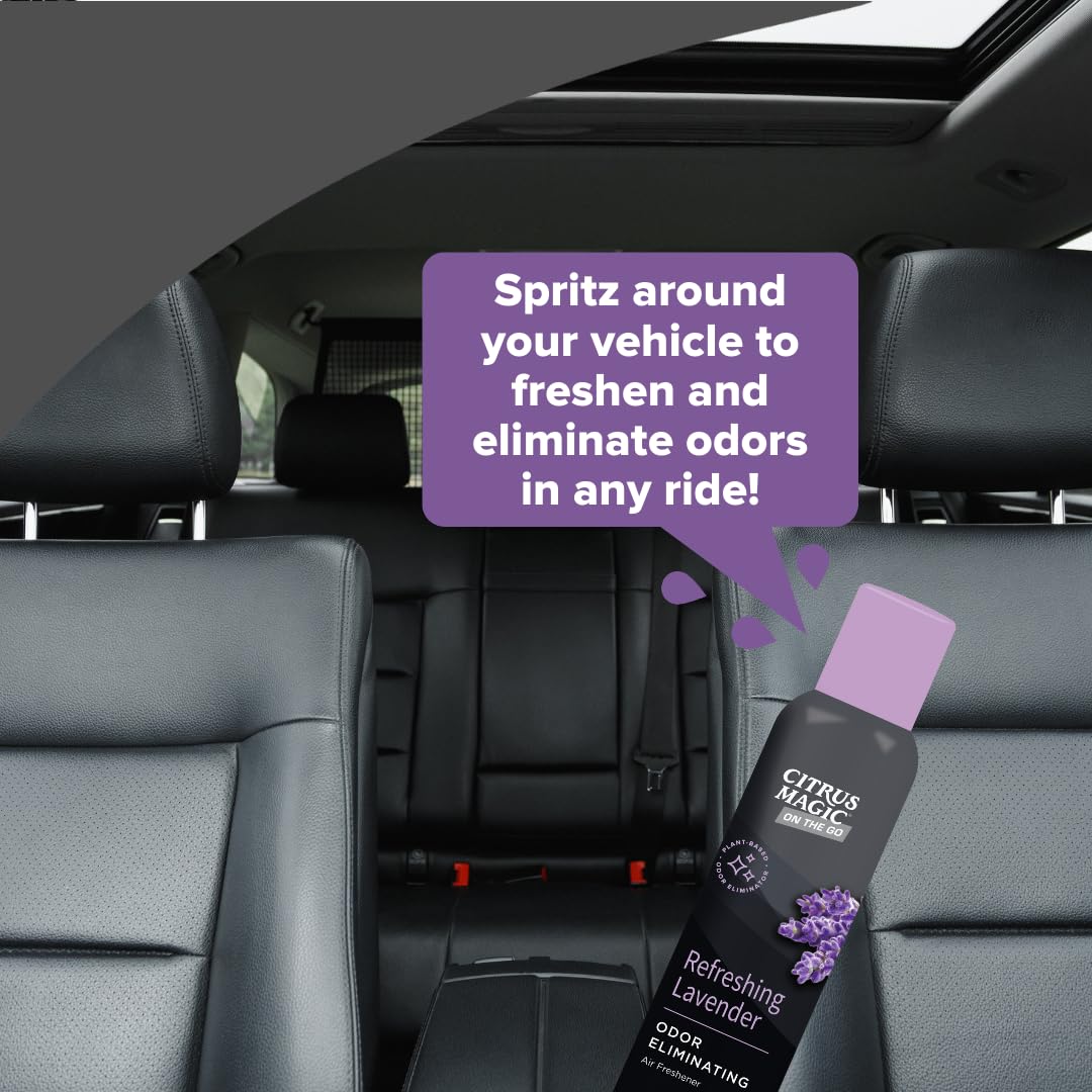 Citrus Magic On The Go Odor Eliminating Air Freshener Spray For Auto, Refreshing Lavender, 8-Ounce, Pack Of 2