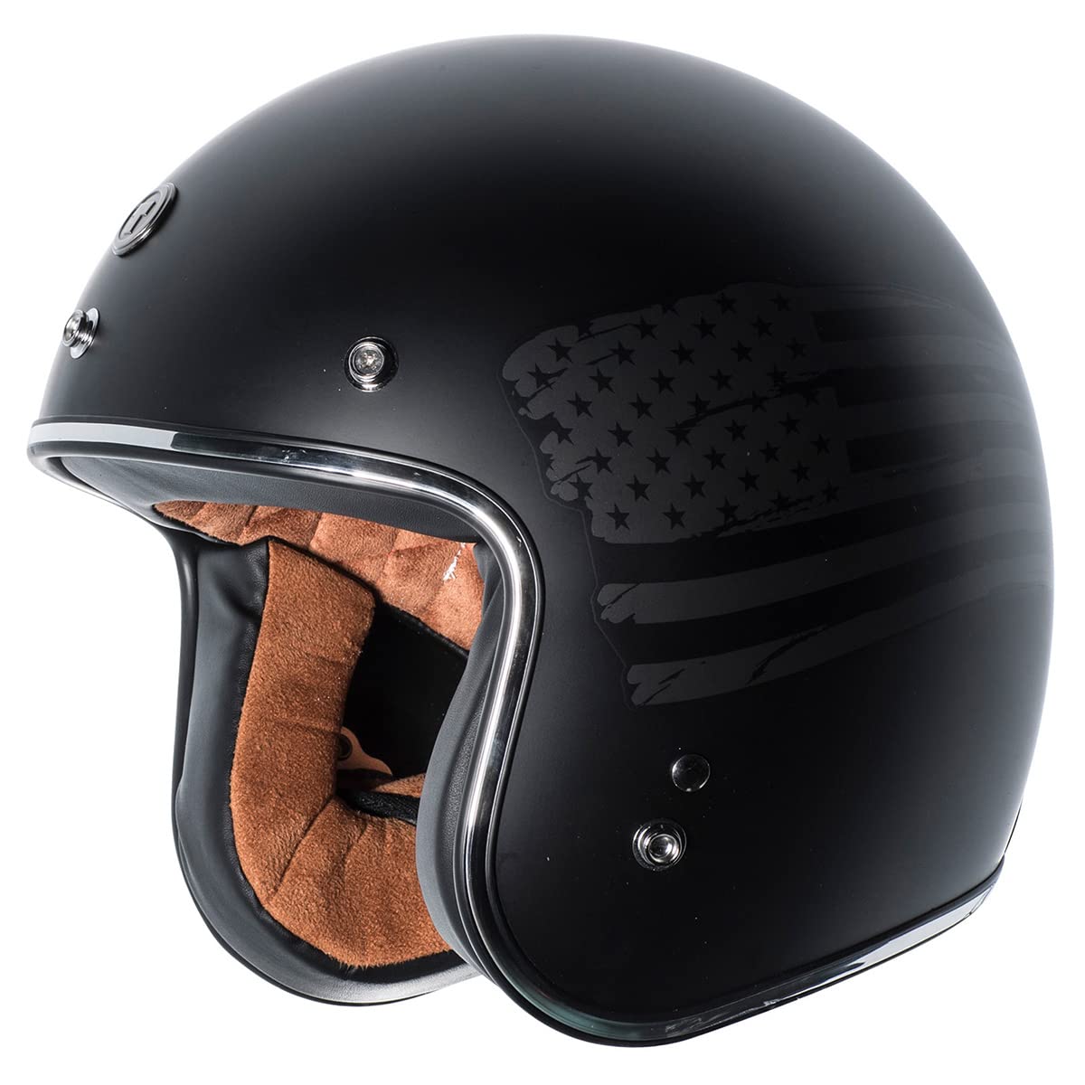 Torc T50 Route 66 3/4 Helmet With 'Black Flag' Graphic (Flat Black, X-Small)
