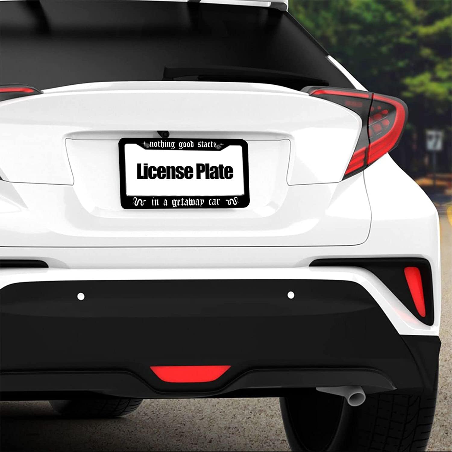Nothing Good Starts In A Getaway Car License Plate Frame Holder Car Tag Frame License Plate Auto Tags Cover 2 Holes Screws