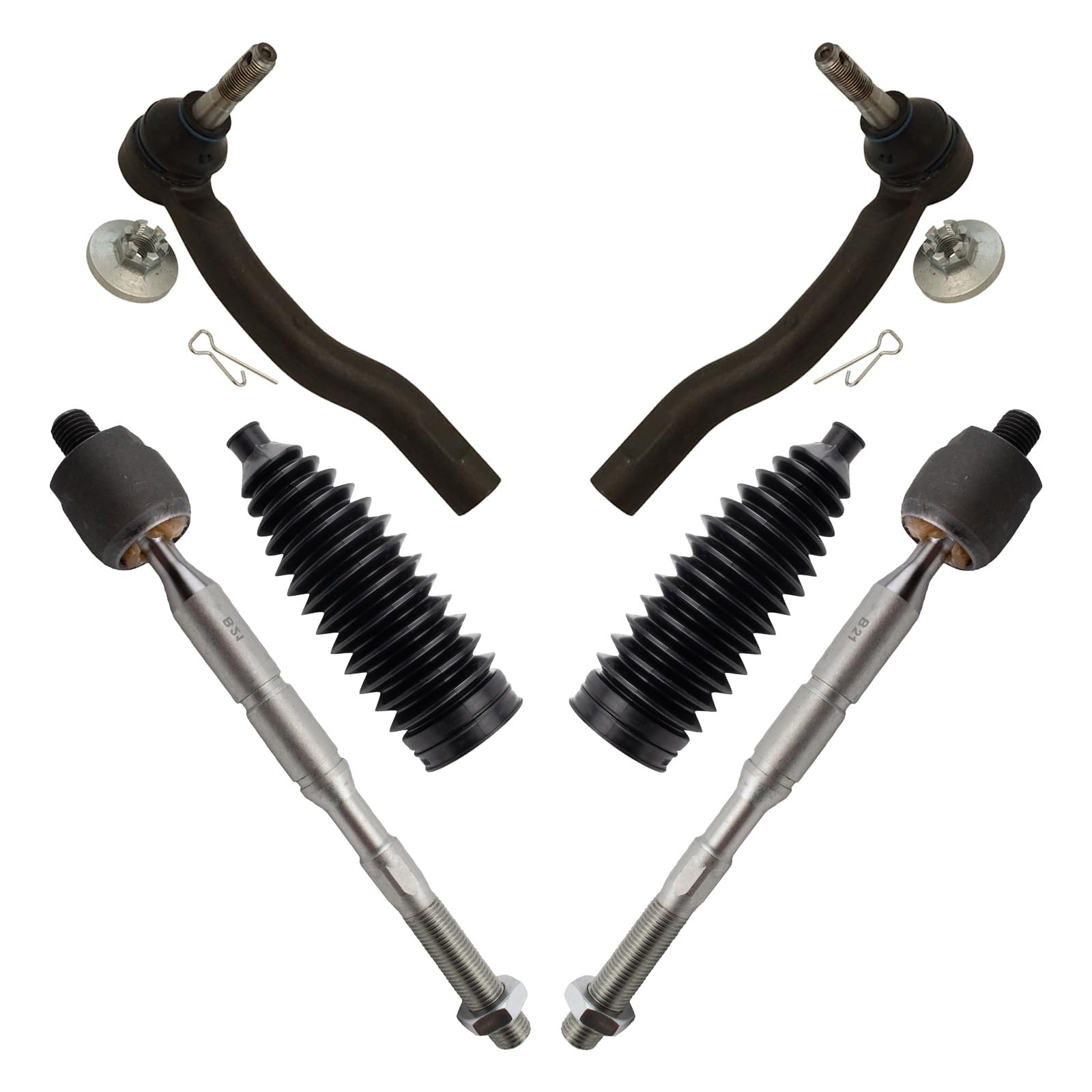 Trq Front Steering Kit Steering Rack & Pinion Bellow Tie Rod Compatible With 2011-2017 Lexus Ct200H 2010-2011 Toyota Prius
