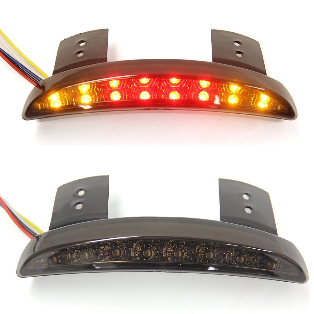 Motorcycle Chopped Rear Fender Edge LED Brake License Plate Tail Light Stop Running Light Turn Signal Lamp for Harley Sportster