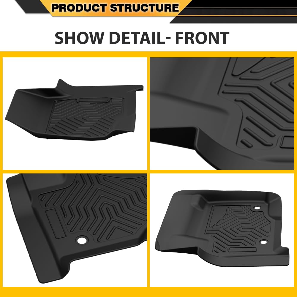 G-PLUS TPE Floor Mats Cargo Liners,Compatible with Ford F250 F350 F450 F550 Super Duty Crew Cab (4 Full Size Doors) 2017-2024,Bl