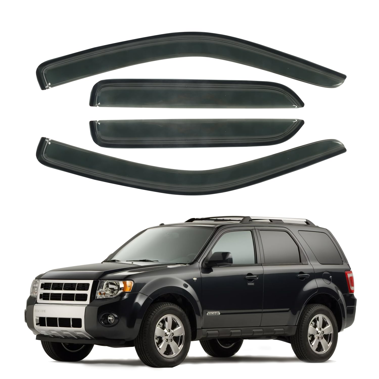 Window Visor Rain Guard Compatible With 2001-2012 Ford Escape, Fit For 2008-2011 Mazda Trubute, Fit For 2005-2011 Mercury Marine