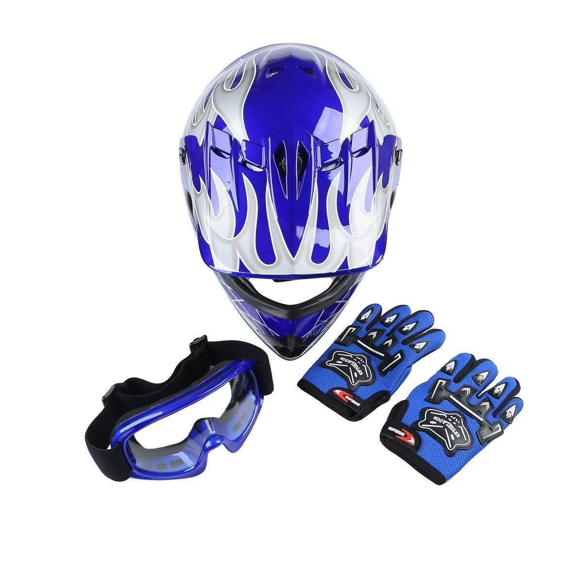 SLMOTO Youth Motocross Helmet X-Large Pink Butterfly ABS with Goggles & Gloves