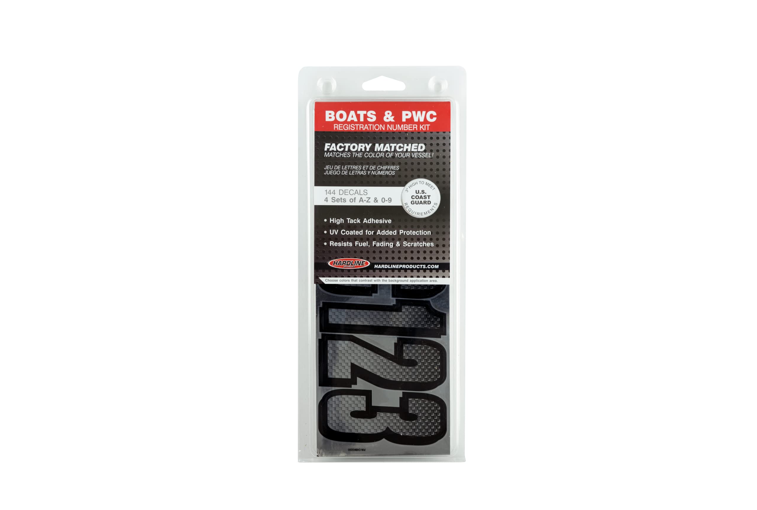 Hardline Products Series 300 Factory Matched 3-Inch Boat & Pwc Registration Number Kit, Chrome/Black,Chbkg300
