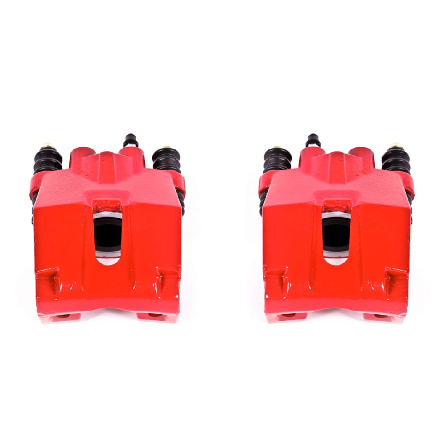 Power Stop S4858 Rear Pair of High-Temp Red Powder Coated Calipers For 2004 2005 2006 2007 2008 2009 2010 2011 Ford F150 [6 Lug 