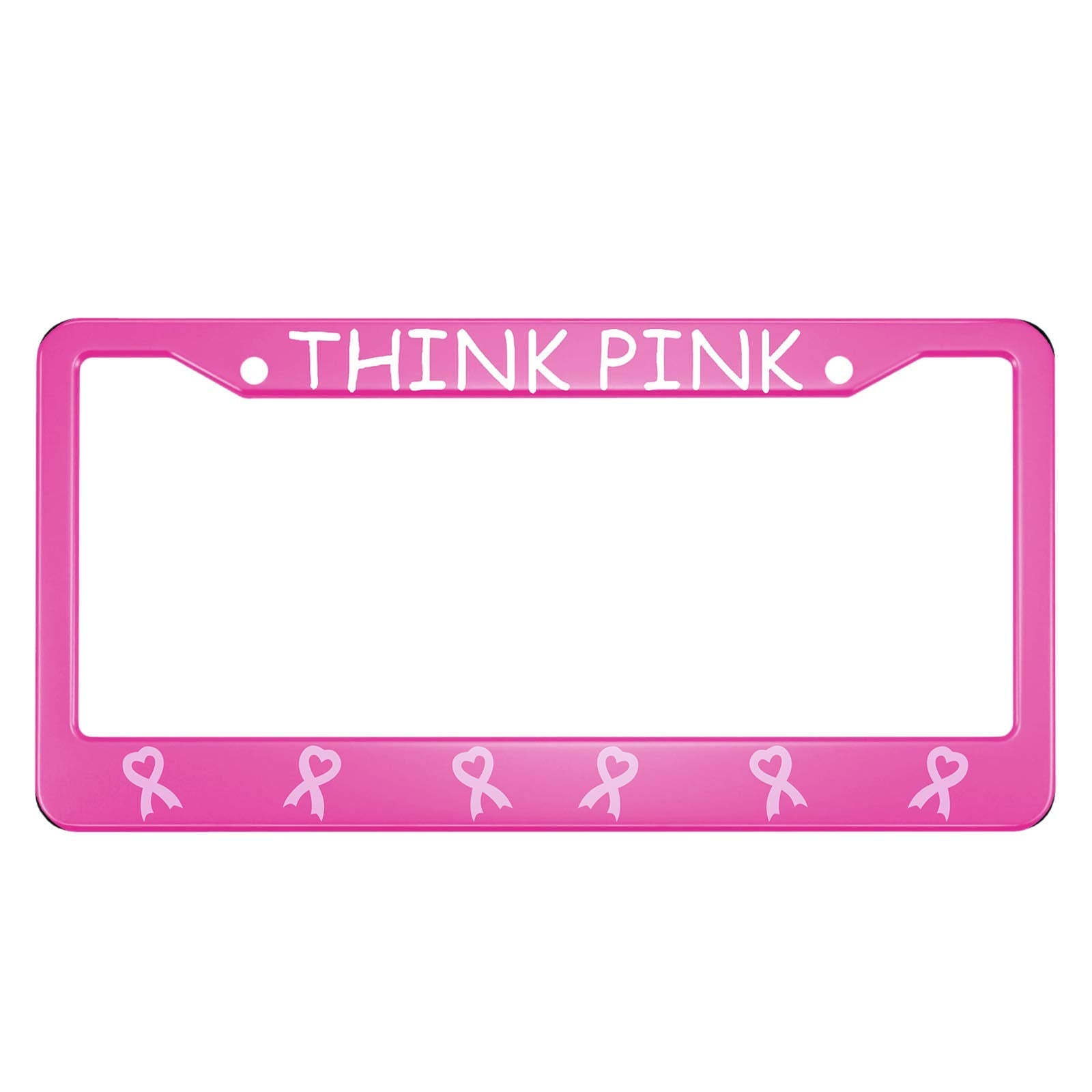 Hosnye Pink Ribbon License Plate Frame Caring For Women'S Health Metal License Plate Cover Front Plates Frames Car Tag Frame For