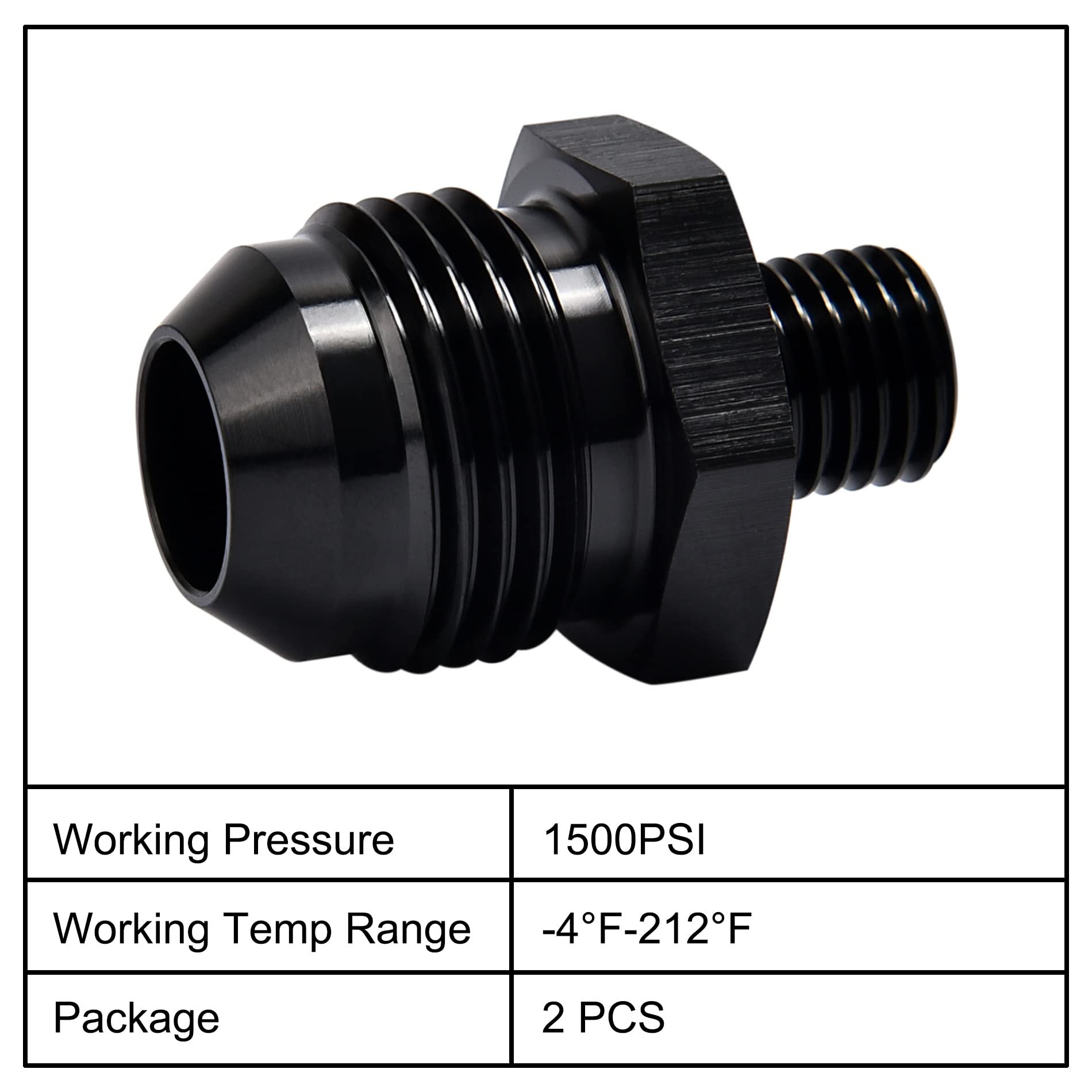 Evil Energy 8An Male Flare To M10 X 1.25Mm Male Metric Fitting Adapter Aluminium Alloy 2Pcs