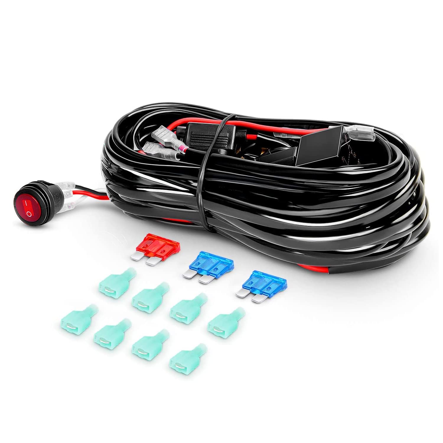 Nilight 4Pcs Led Pods 3Inch 42W Led Cubes Upgraded Spot Flood Combo Driving Backup Reverse Light Bar W/Off Road Wiring Harness K