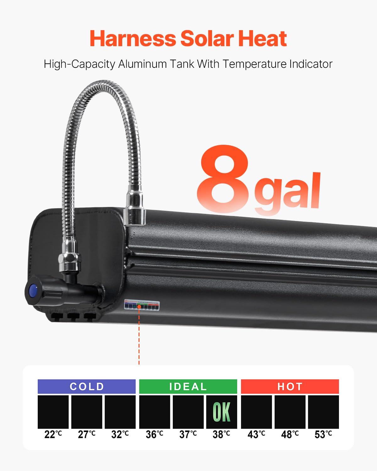 VEVOR 8 Gal Pressurized Water Tank, Lightweight Aluminum, Black, Model YK-SX-30L, Multi-Dispensing with Splash-Guard Panels