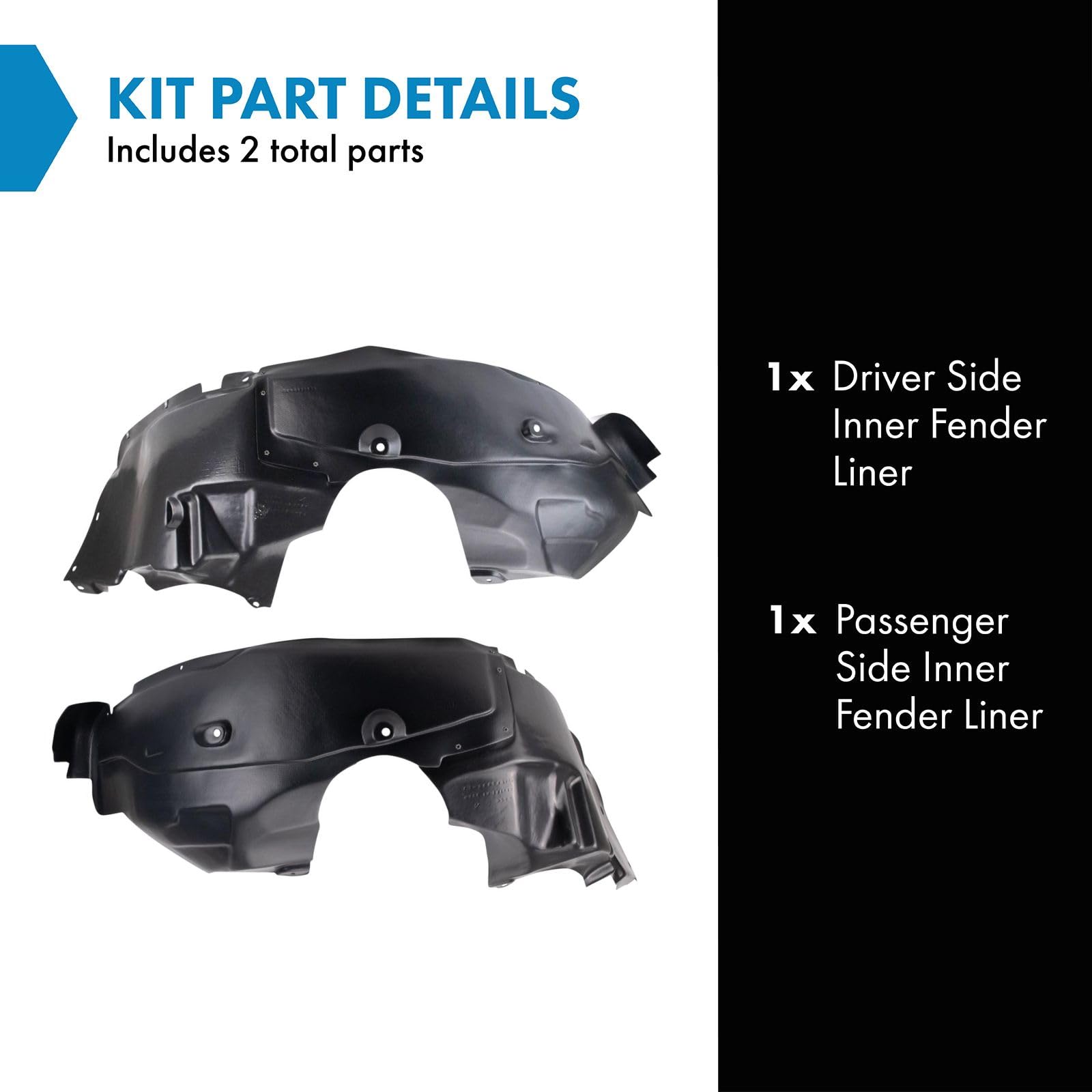 Trq Inner Fender Liner Set Compatible With 2011-2014 Dodge Avenger Ch1248159 Ch1249159