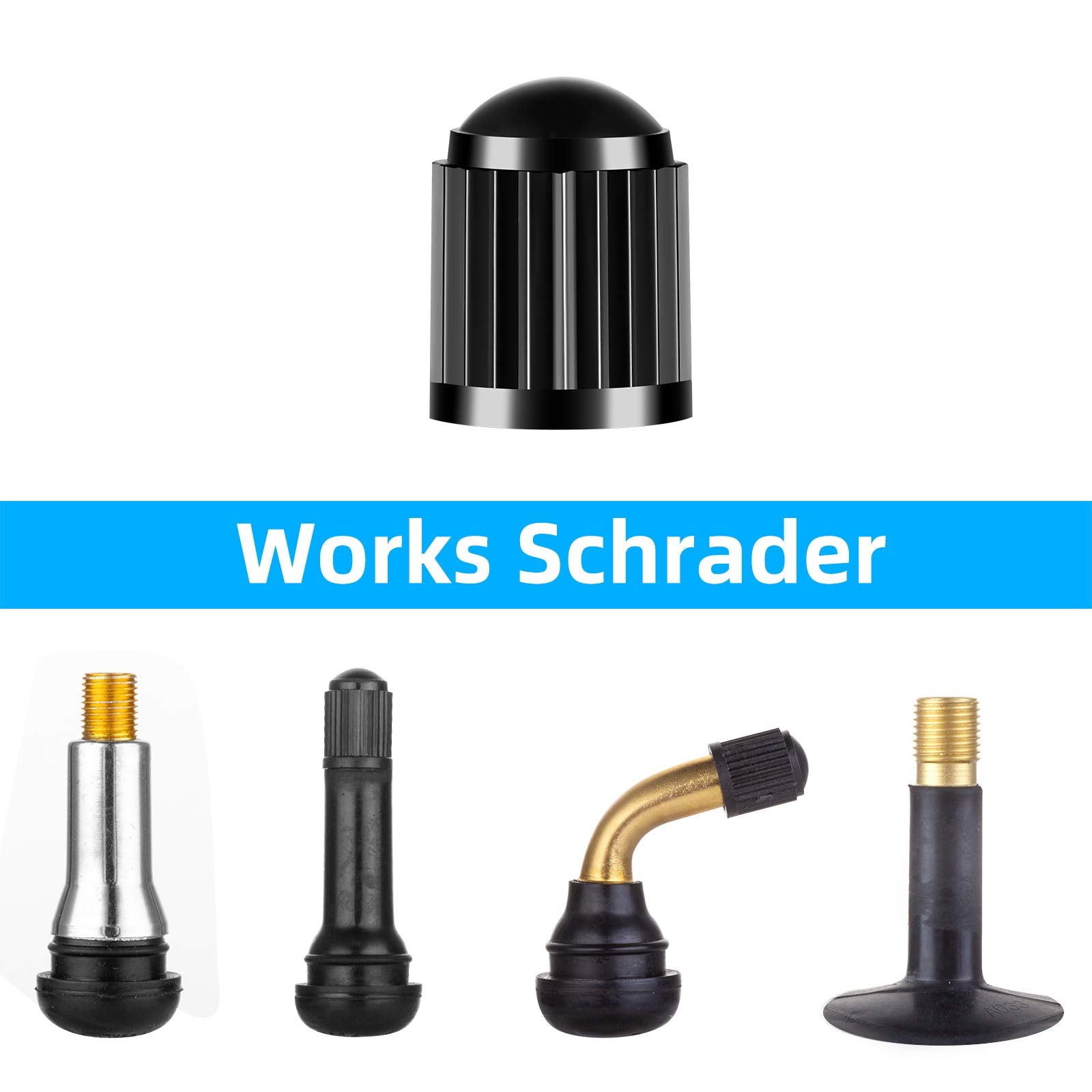 Hzjd Tire Valve Caps, Black, With O Rubber Ring, Universal Stem Covers For Suvs, Cars, Bike, Motorcycles, Trucks  Heavy-Duty, Ai